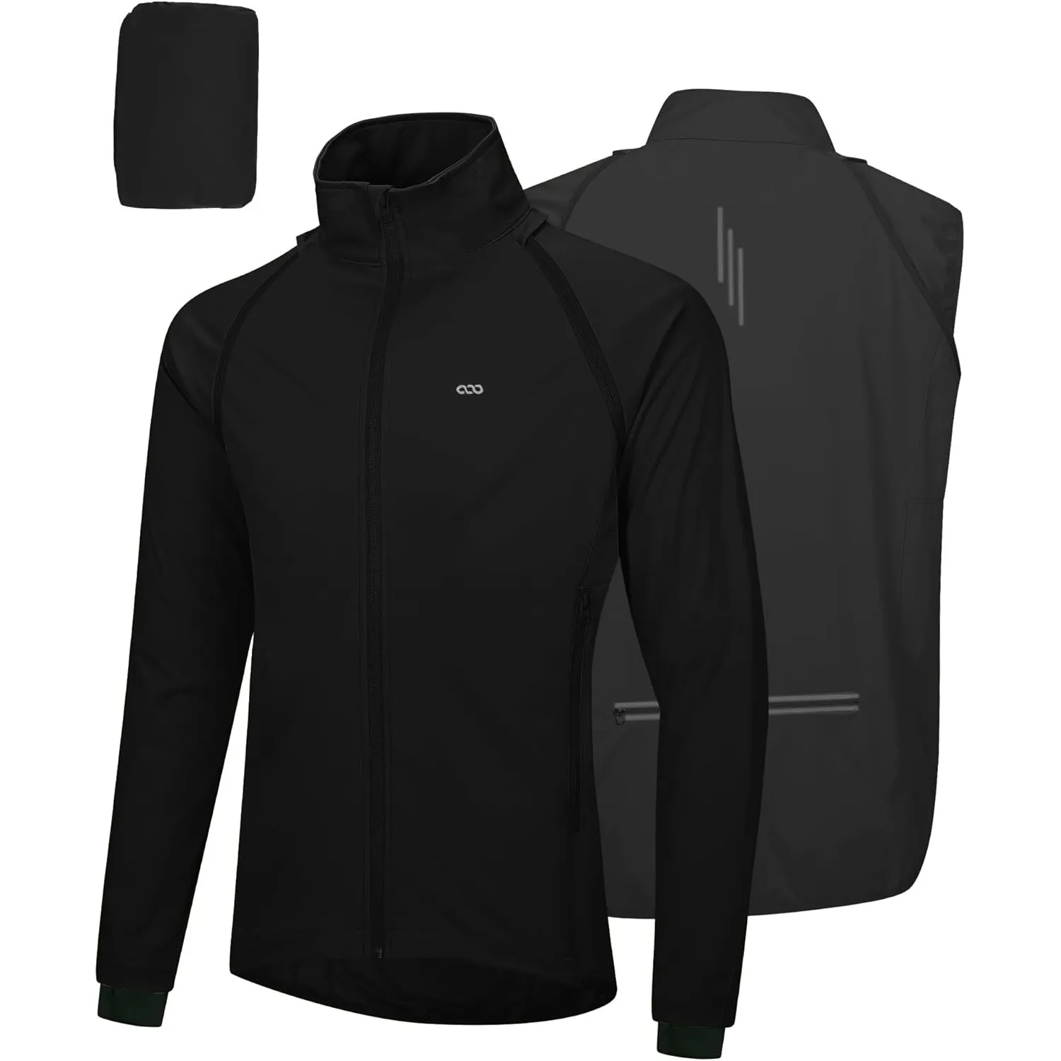 33,000ft Fahrradjacke Herren Wasserdicht Atmungsaktiv UV-Schutz Leicht Fahrradweste mit Abnehmbaren Ärmeln, Reflektiere…