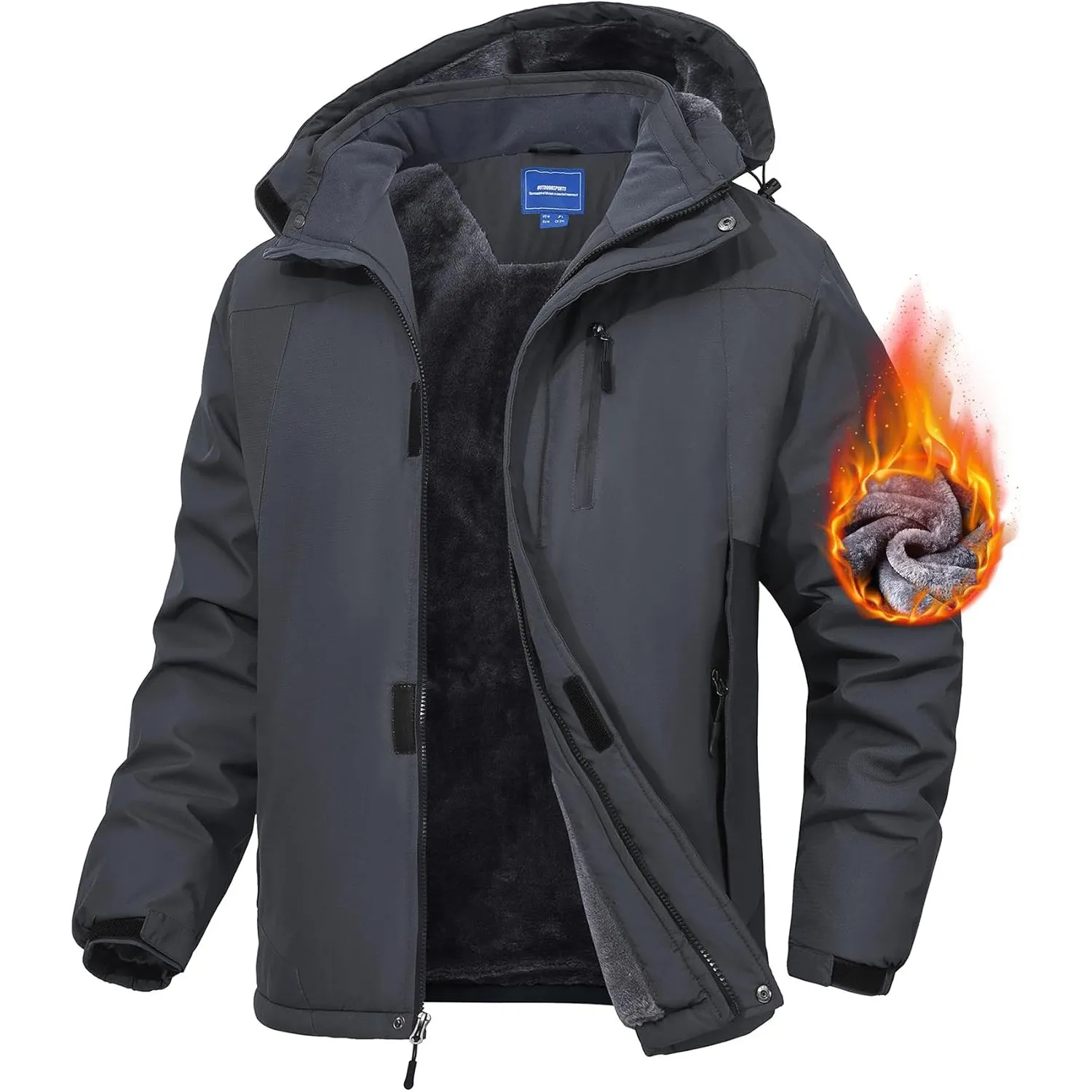 Zoofly Skijacke Winterjacke Herren Warm Wasserdicht Outdoor jacken für Männer Winddicht Snowboardjacke mit Abnehmbarer …