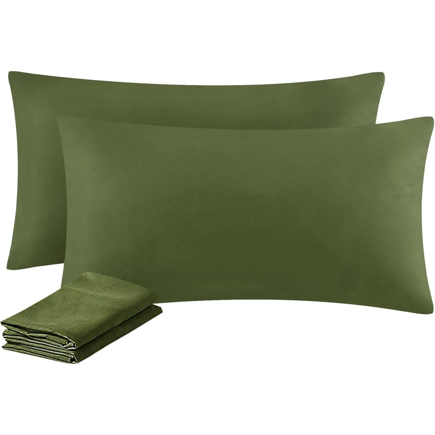 Aisbo Kissenbezug 40 x 80 2er Set - Kopfkissenbezug 40x80 Olivgrün mit Reißverschluss Olive Grün aus Mikrofaser, ÖKO-TE…
