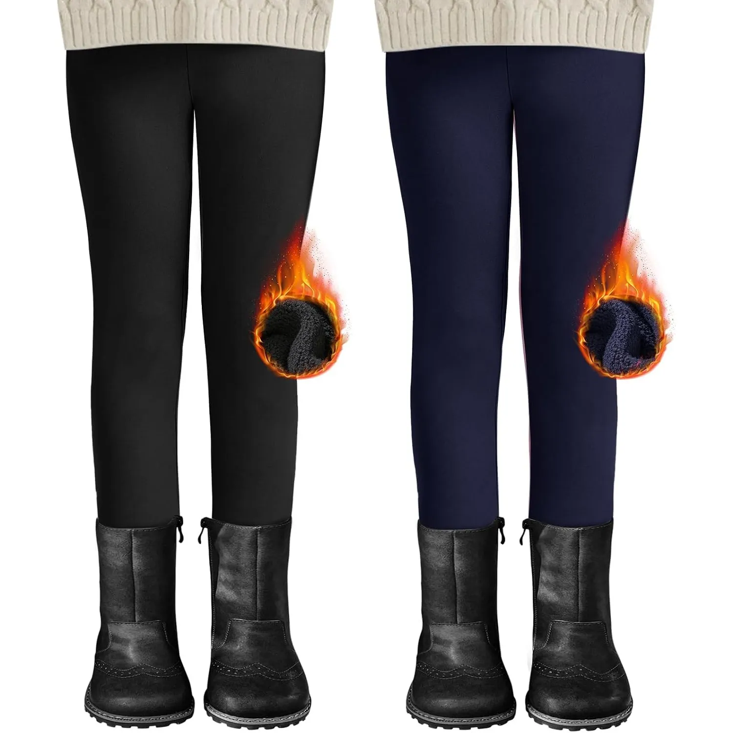 DDOBB 2er Pack Thermo Leggings Mädchen Mit Fleece High Waist