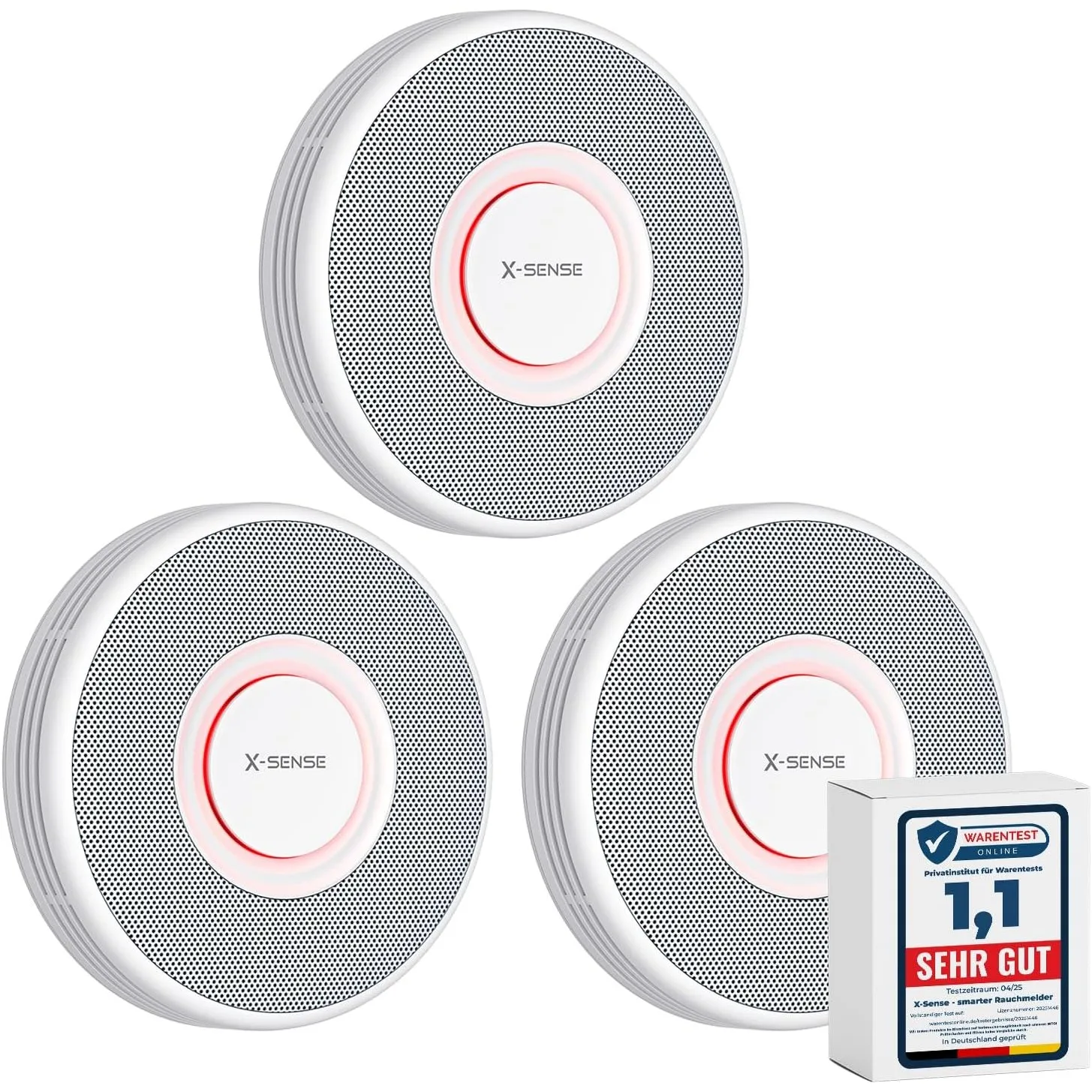 X-Sense Smarter Rauchmelder WLAN mit Sprachausgabe und 17 Standorten, Feuermelder, Rauchmelder vernetzt, 33 mm, SBS50 B…