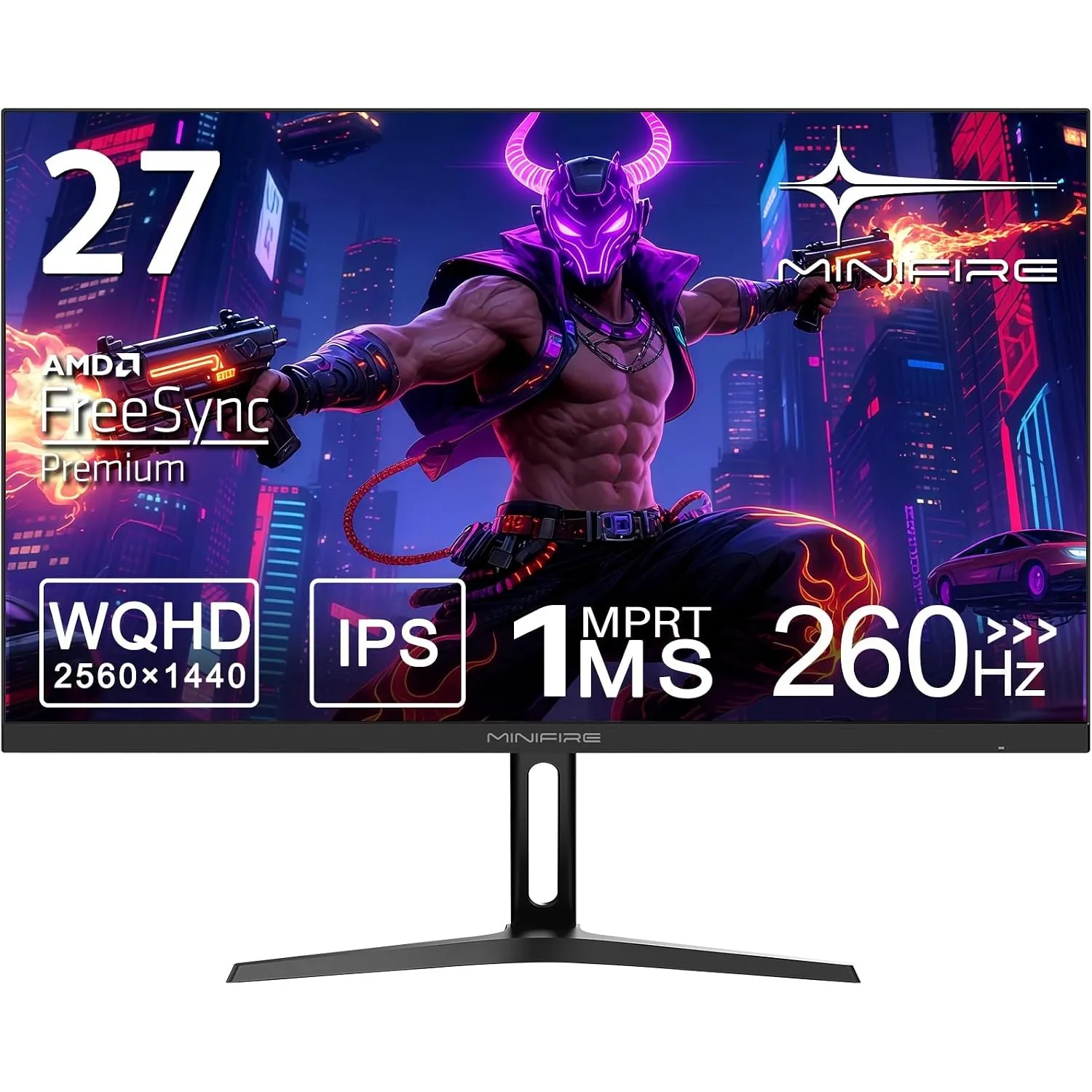Minifire 27 Zoll Gaming Monitor, 260Hz, 2K QHD 1440P 1ms Adaptive Sync, sRGB 130%, HDR10, 2×DP1.4, 2×HDMI 2.1(TMDS) Wan…