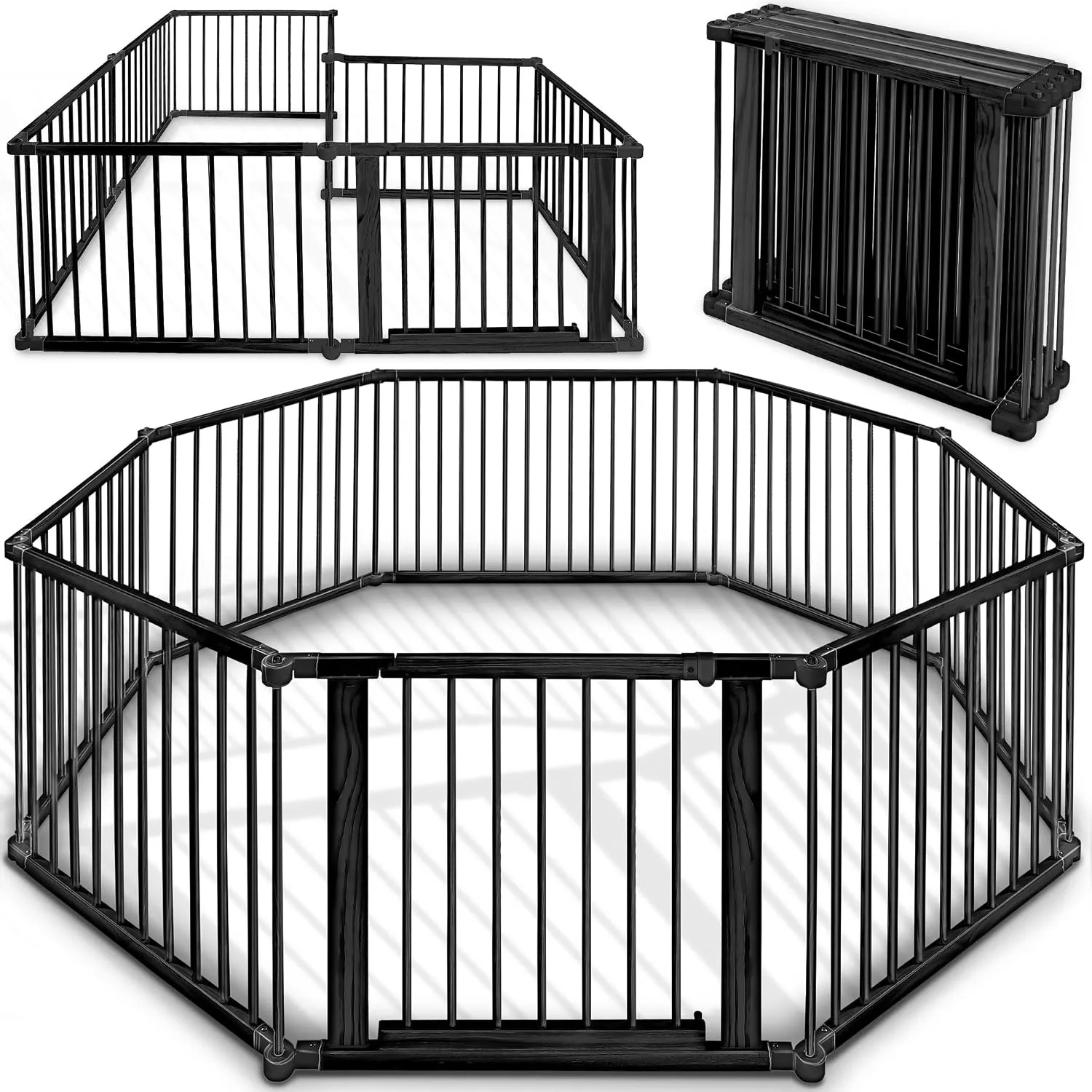KIDUKU® 7,2 Meter Baby Laufgitter XXL klappbar inkl. Tür & Doppelsicherung