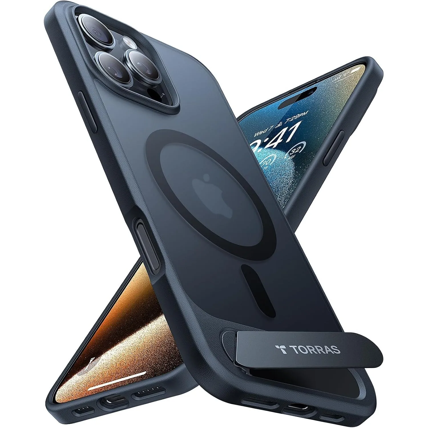 TORRAS Ostand L1 Hülle für iPhone 16 Pro für MagSafe Case, Schwarz