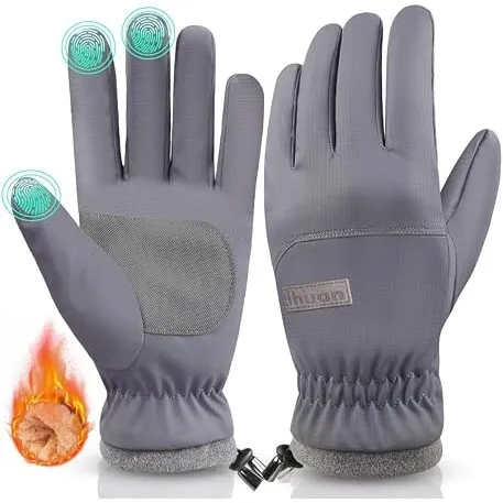 ihuan Thermo Fahrradhandschuhe Herren Damen -Warme Schnee WinterHandschuhe Touchscreen Wasserdicht Winddicht rutschfest…