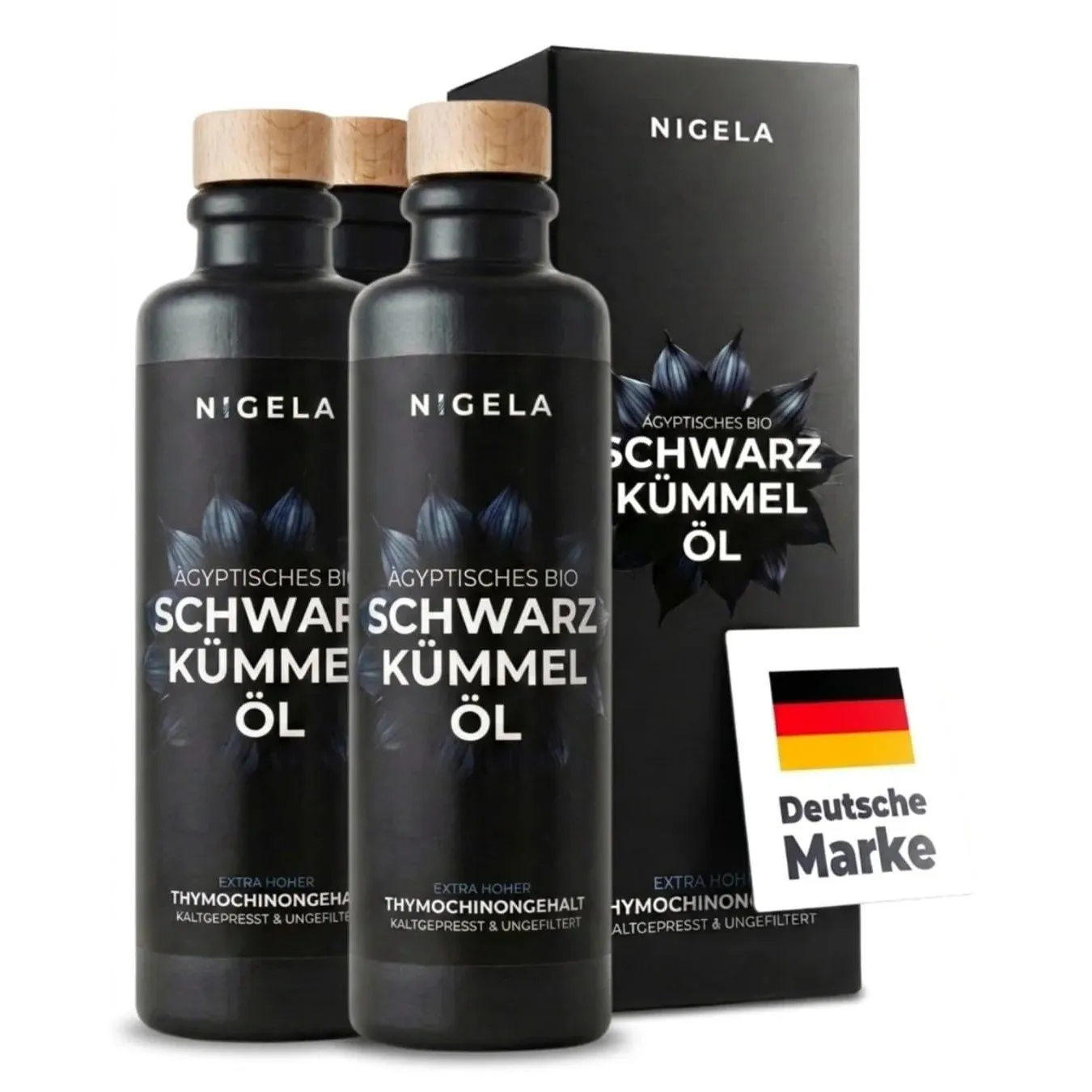 Nigela BIO Schwarzkümmel Öl | Black Seed Oil mit mildem Geschmack | 3x200ml
