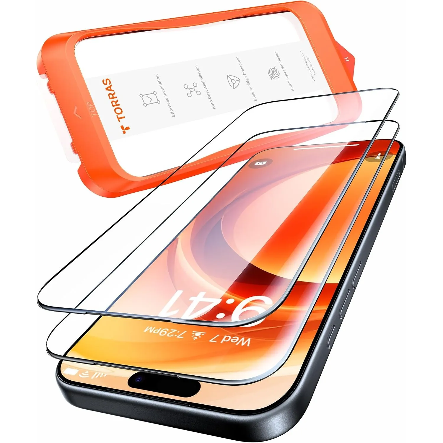 TORRAS für iPhone 16 Pro Max Panzerglas 9H+ Stoßfest Kratzfest, 2 Stück