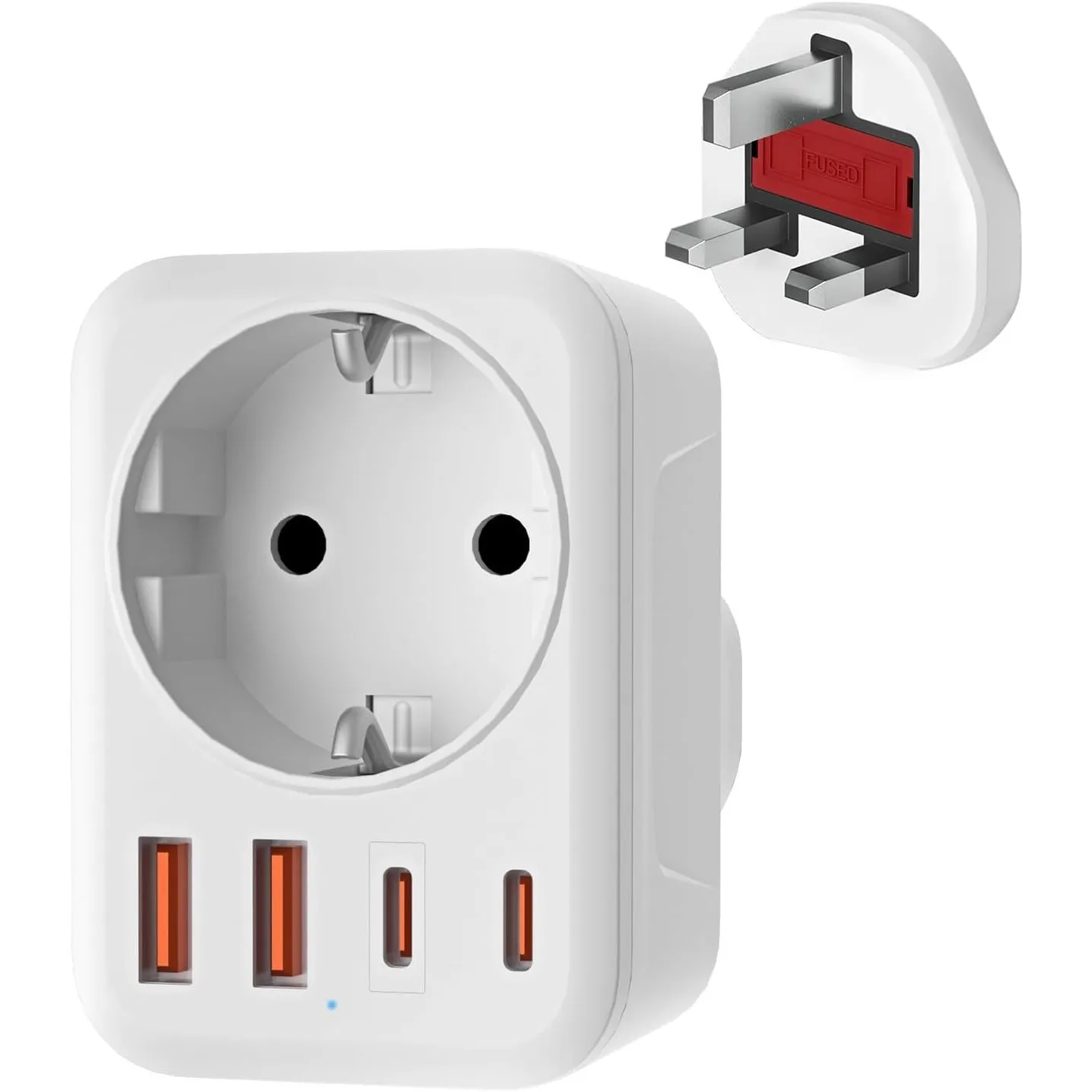 Reiseadapter UK Adapter England Deutschland Stecker mit 1 AC & 2 USB-C & 2 USB-A(3.4A), Reisestecker Typ G Steckdose UK…