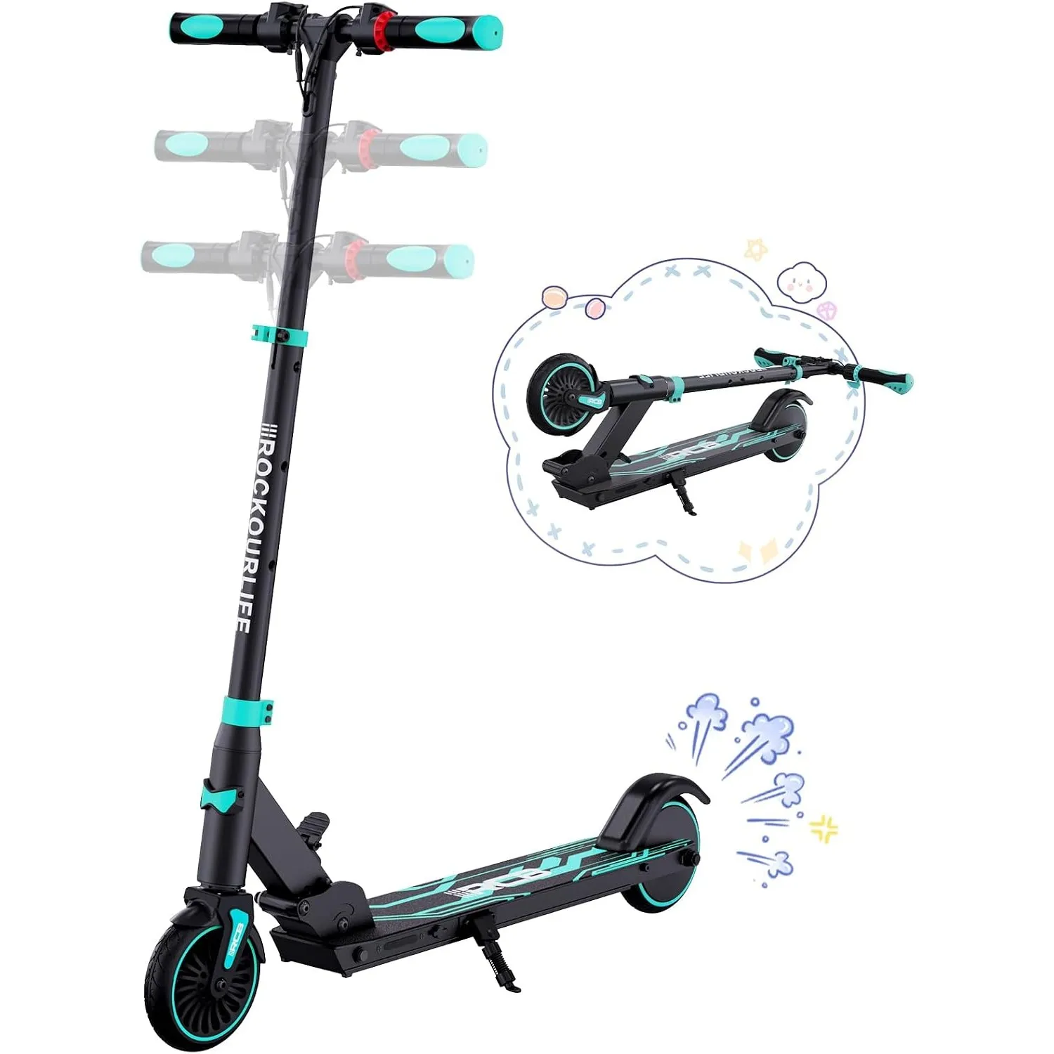 RCB R15 E-Scooter Kinder (8-12-16 Jahre) - bis zu 20 Km/h, Reichweite 16KM