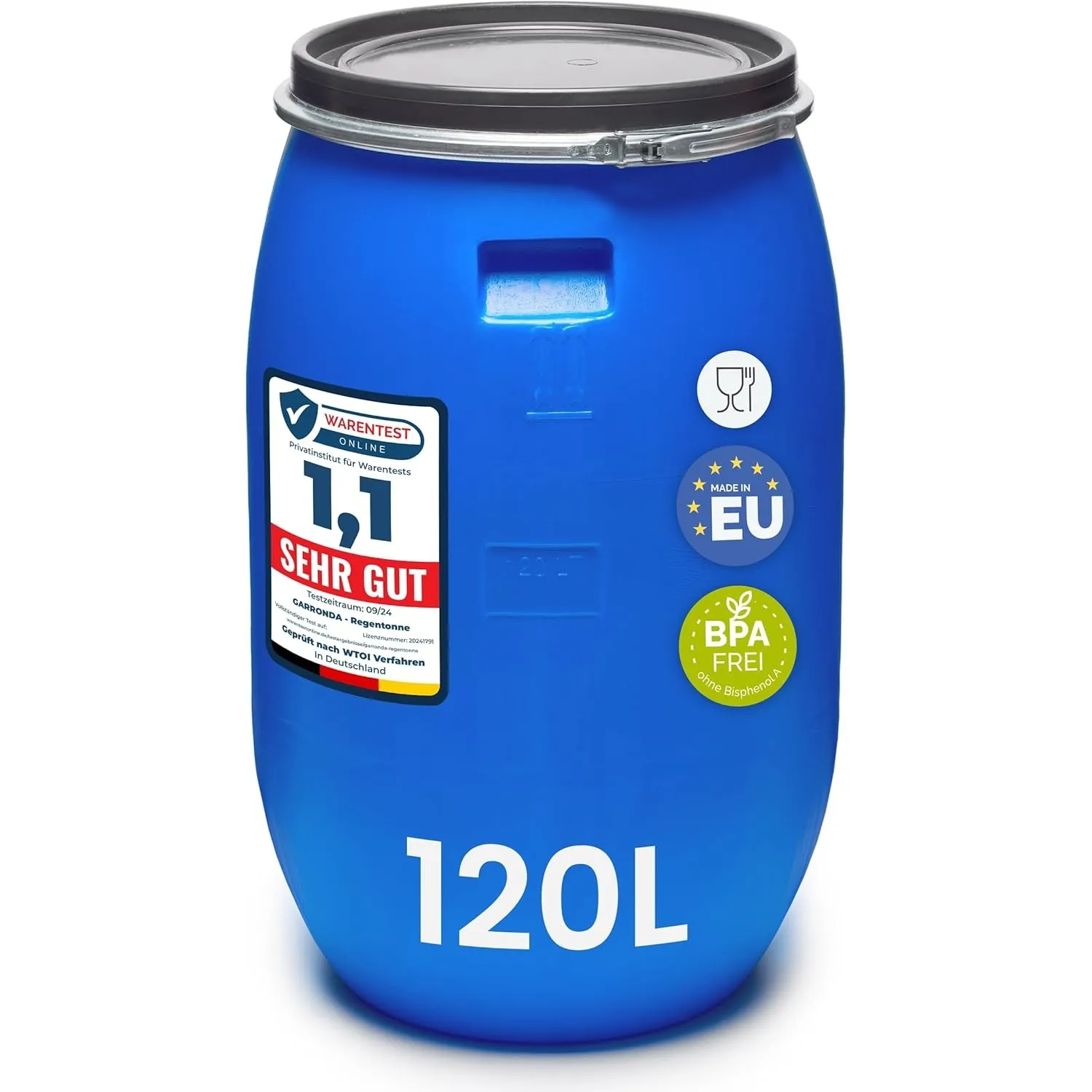 Garronda 120L Regentonne Wassertank Weithalsfass Futtertonne Blau GD-0078
