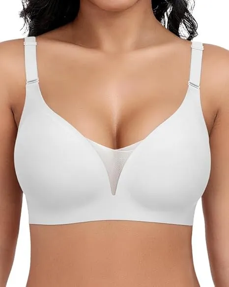 Jiuday BH Damen ohne Bügel Große Brüste Starker Halt Bügelloser Push Up Seitenträger BH Nahtloser Bequem Klassische Sof…
