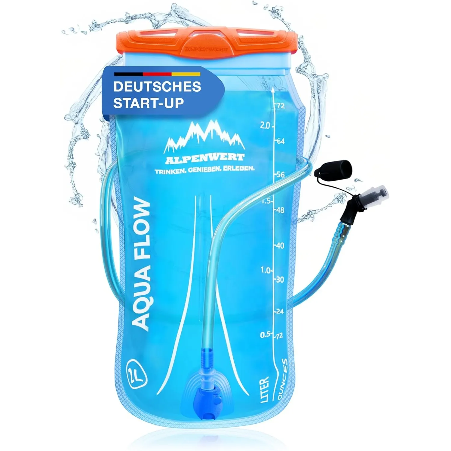 Alpenwert® Trinkblase mit Trinkschlauch [Wasserblase 2L/3L BPA FREE] Ultraleicht Trinksystem für Rucksack perfekt für O…