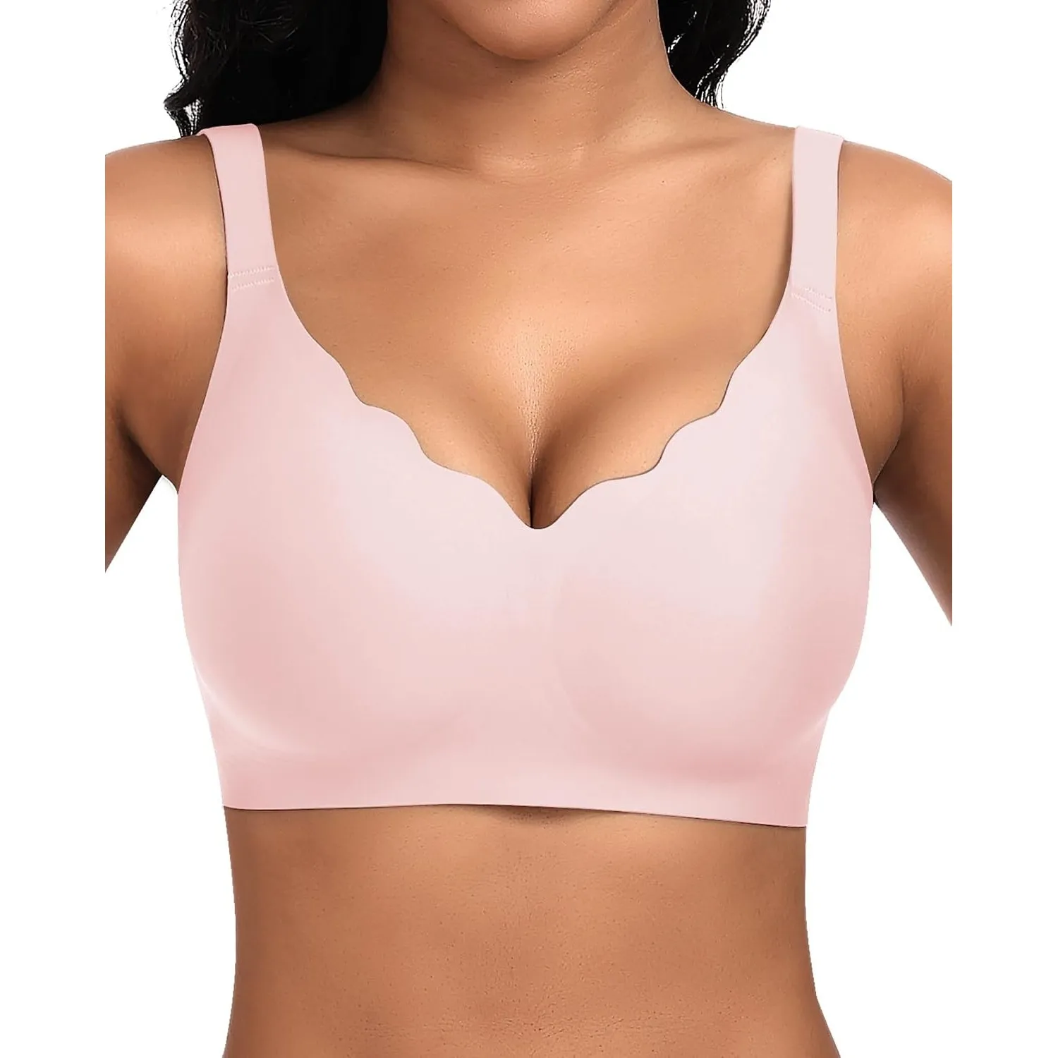 Jiuday BH Damen ohne Bügel Große Brüste Soft Bequemer Jelly Bra Nahtloser Push Up BH Seamless T Shirt Bügelloser Gepols…