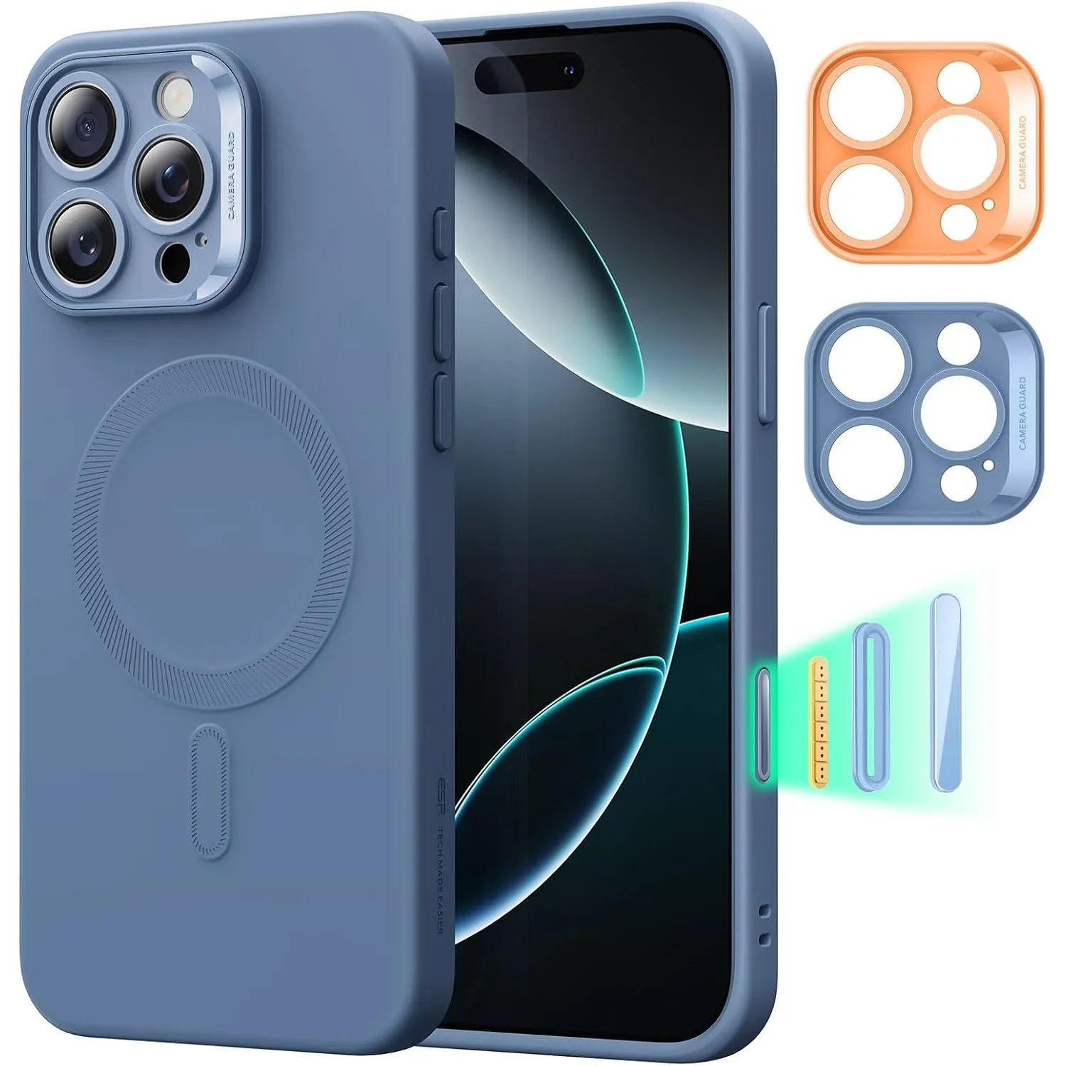 ESR für iPhone 16 Pro Hülle für MagSafe, Silikon-Handyhülle, Blau
