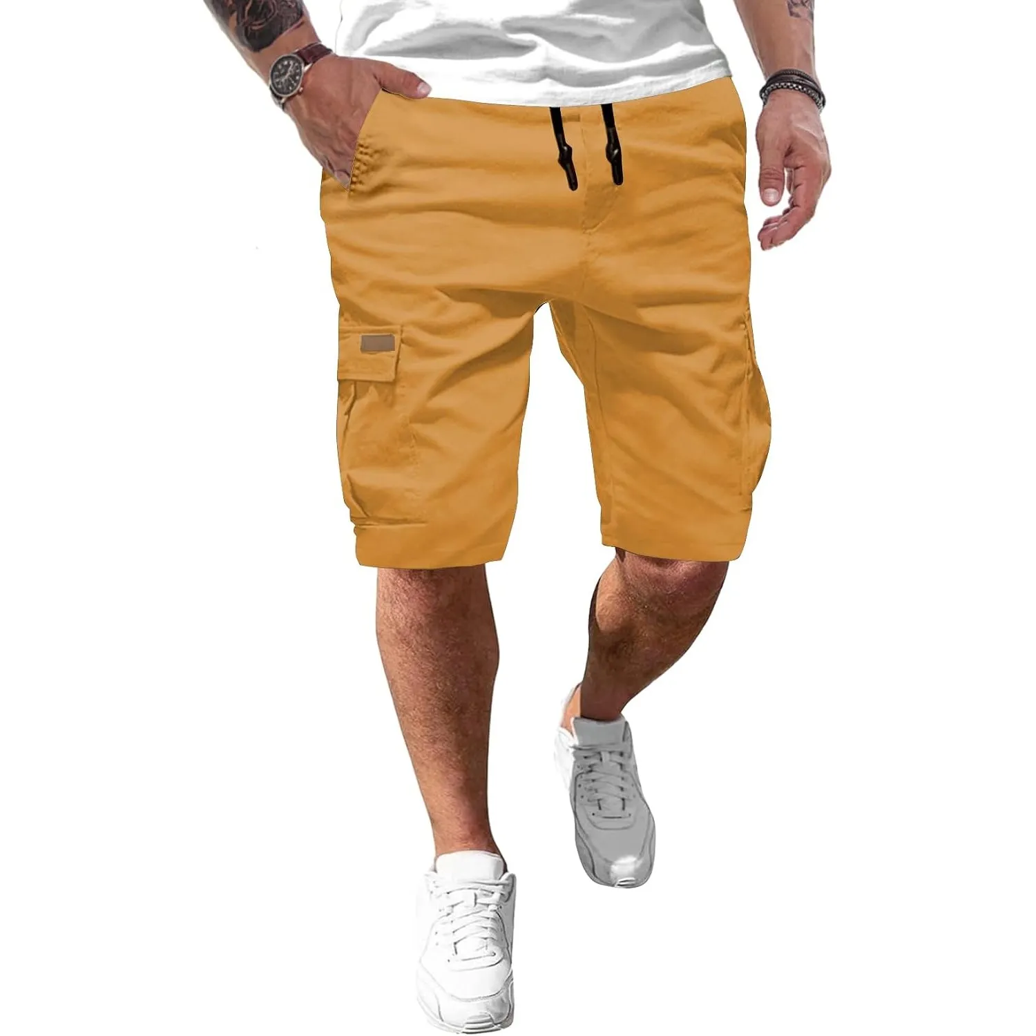 JMIERR Kurze Hosen Herren Baumwolle Cargo Shorts Herren Sommer Freizeithose mit Taschen