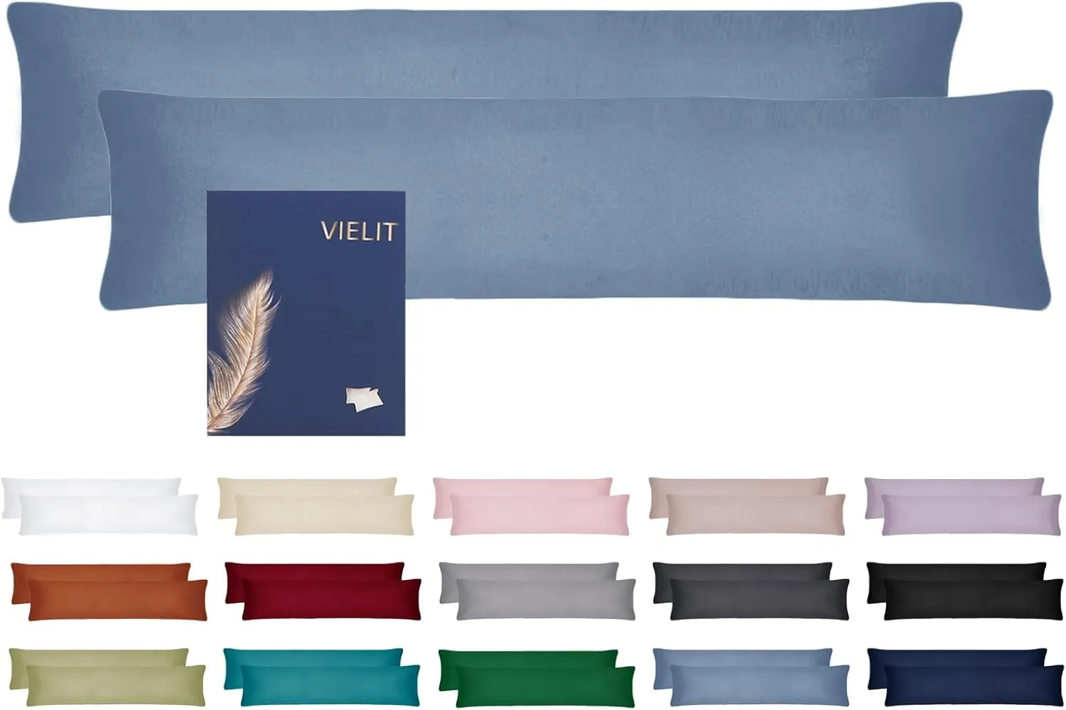 Vielit Side Sleeper Pillow Cover 40 x 145 cm, Set of 2 Cushion Covers 40 x 145 cm, Side Sleeper Pillowcase, Soft Cushio…