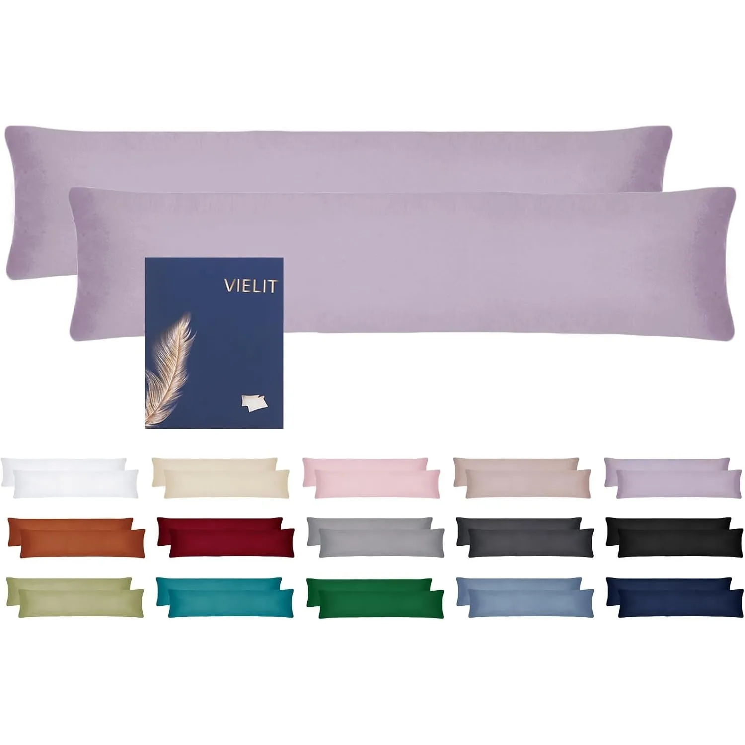 Vielit Seitenschläferkissen Bezug 40 x 145 2er Set Kissenbezug 40x145 Seitenschläfer Kopfkissenbezug Weich Kissenbezüge…