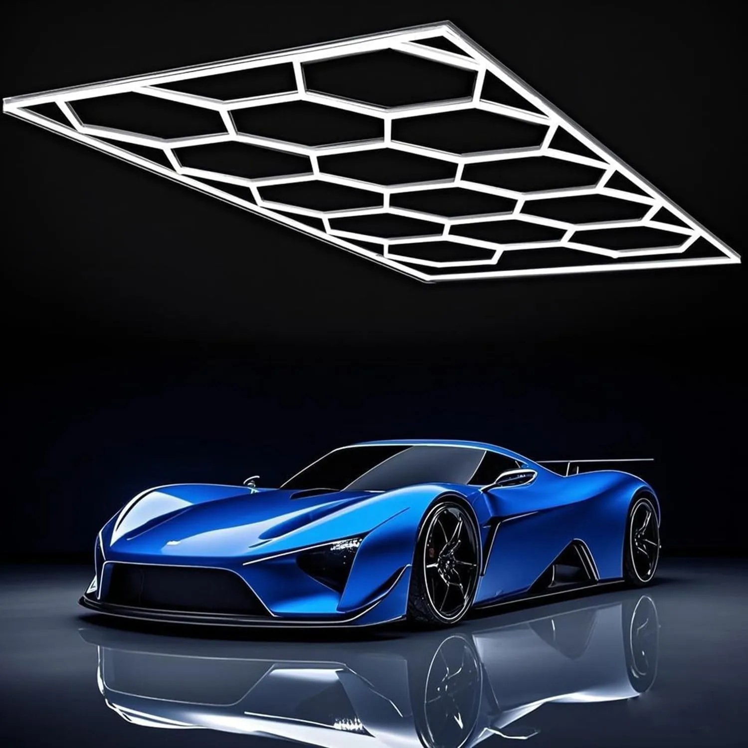 14pcs Hexagon Waben LED Licht mit Rahmen, 672W 6500K Superhell verknüpfbare LED-Deckenleuchten für Garage, Werkstatt, F…