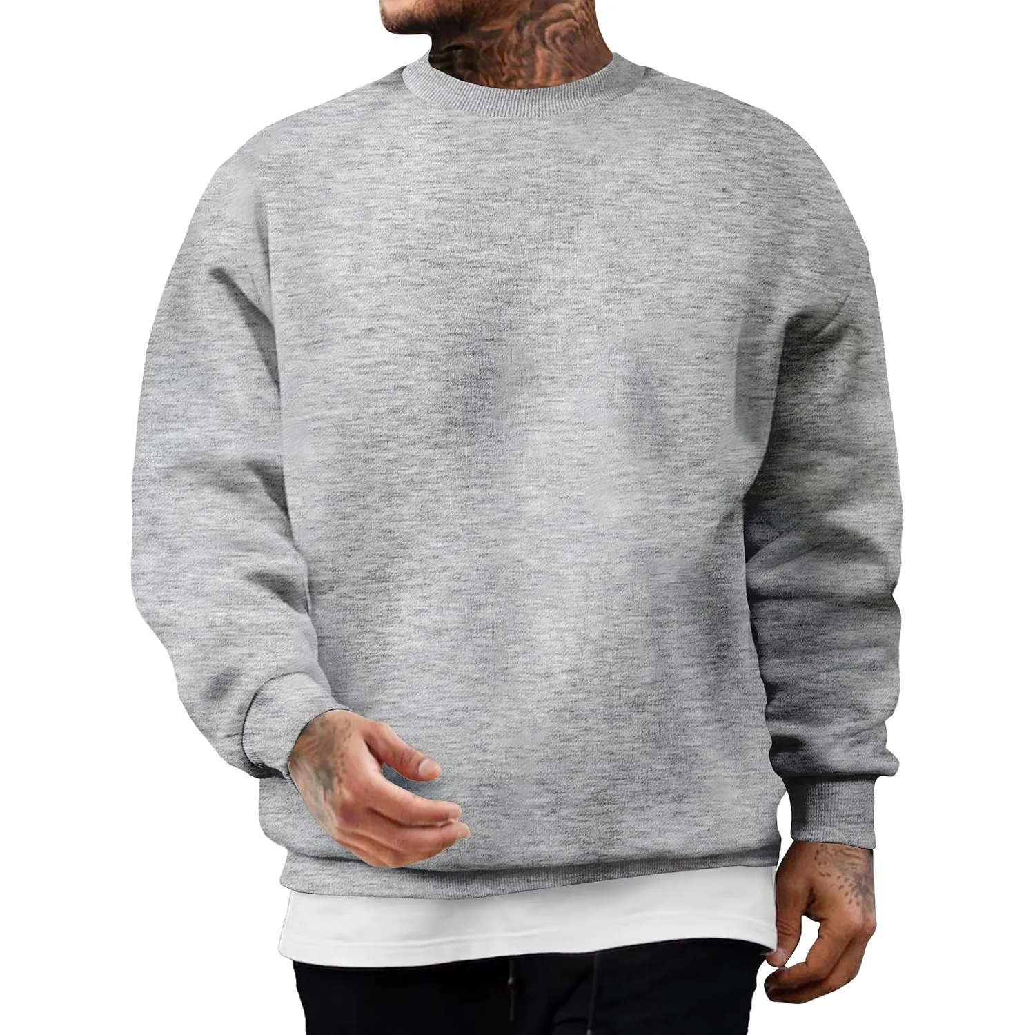 JMIERR Herren Fleece Sweatshirt Crewneck Baumwolle Pullover