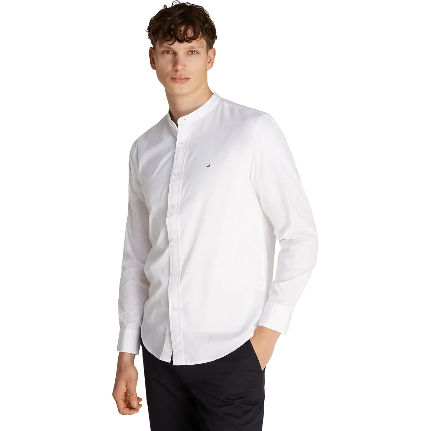 Tommy Hilfiger Herren Hemd Flex Poplin Solid Mao Regular Fit