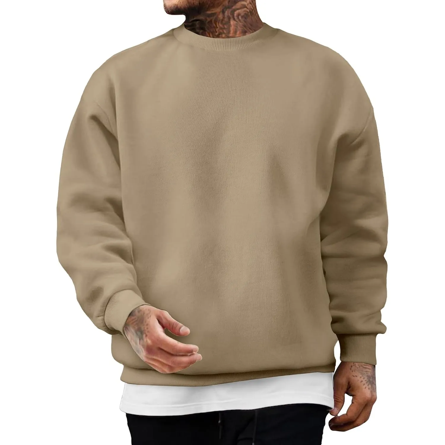 JMIERR Herren Fleece Sweatshirt Crewneck Baumwolle Pullover