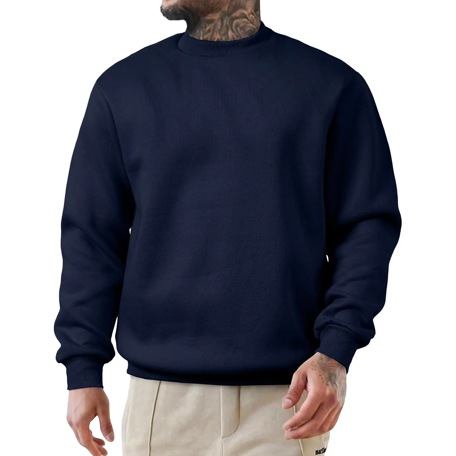 JMIERR Herren Fleece Sweatshirt Crewneck Baumwolle Pullover