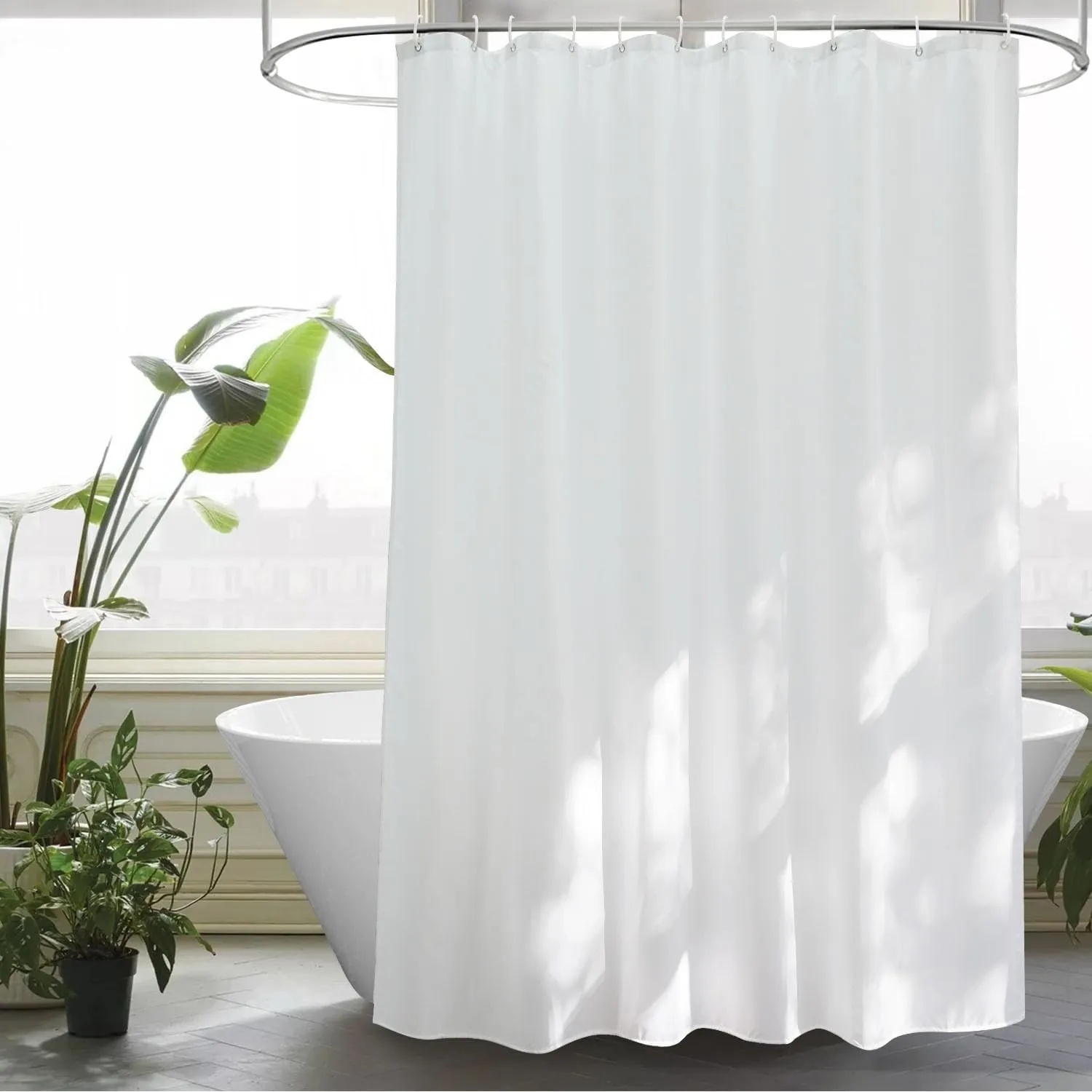EurCross Duschvorhang 160x200 Weiß Textil Stoff Antischimmel Wasserdicht Bad Vorhänge, Schnell Trocknend Waschbar Dusch…