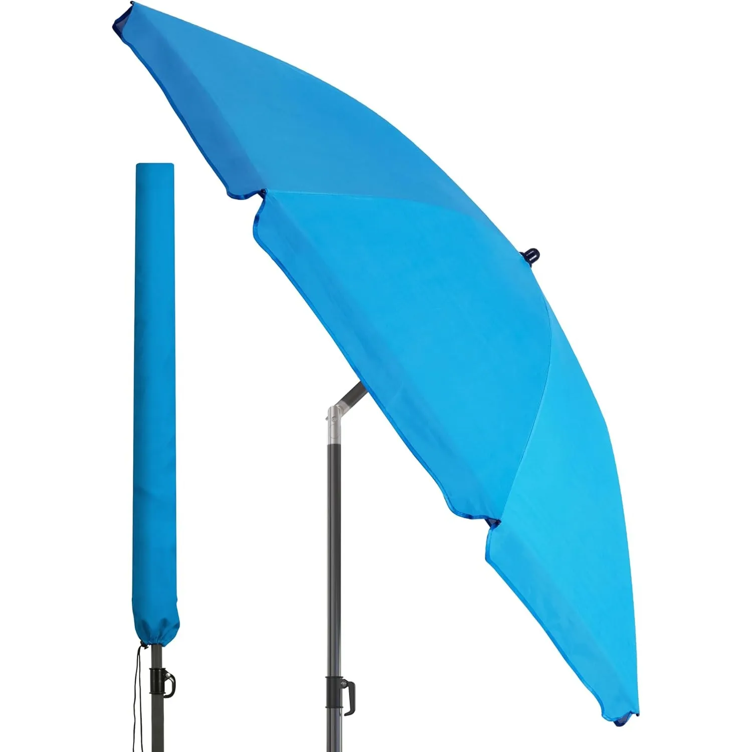 4smile Strandschirm SunnyJoy, Ø 180 cm Blau - UPF 50+ Sonnenschirm Strand, Sonnenschirm Balkon - Strandschirm windfest …