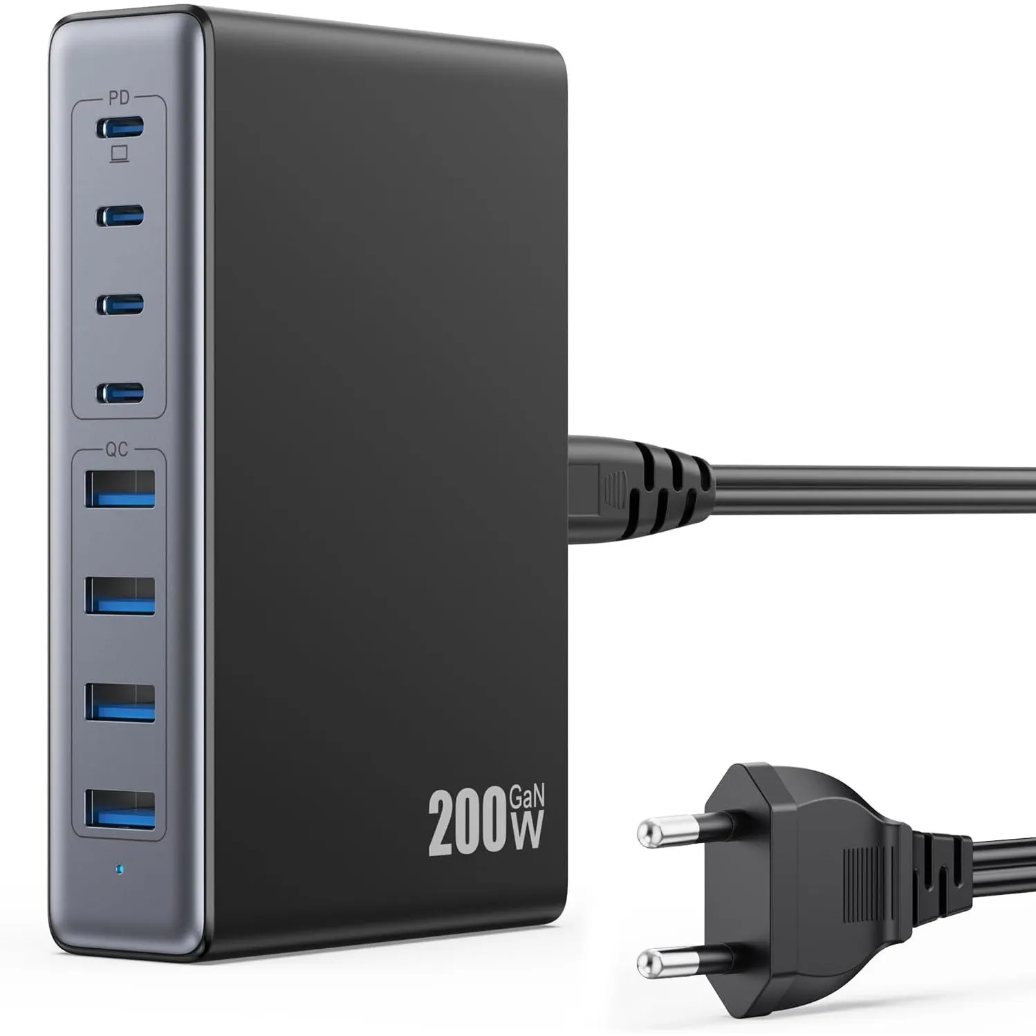 200W USB C Ladegerät Mehrfach, 8-in-1 GaN III USB C Netzteil Schnellladegerät mit QC4.0 USB-A, PPS PD 65W Laptop Ladege…