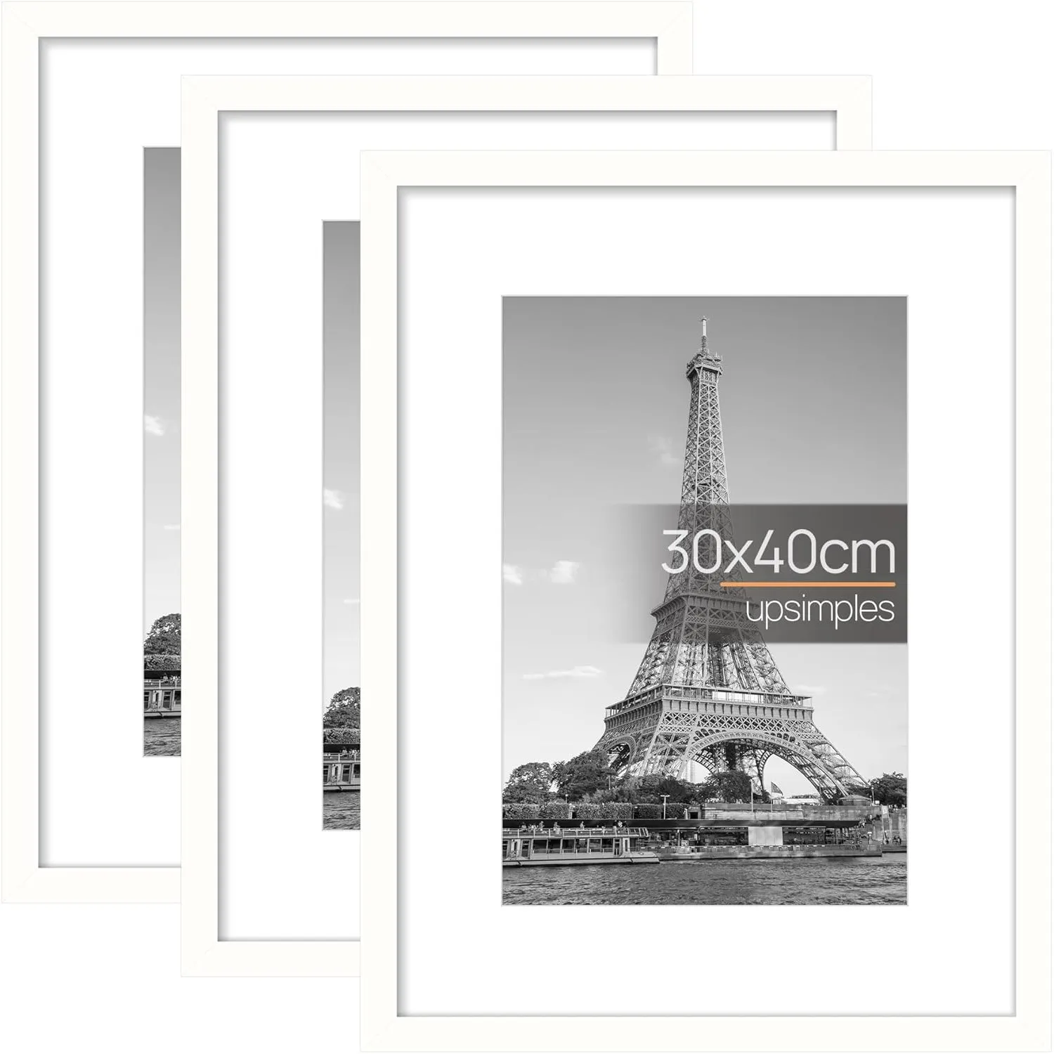 upsimples 3 Pack Bilderrahmen 30x40, Weiß Rahmen, Picture Frame für Fotos, Bilder, Poster