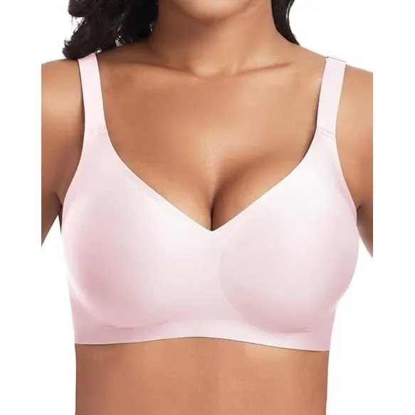Jiuday BH ohne Bügel Push Up BH Große Brüste Starker Halt Bügelloser Bustier Damen Gepolstert Seamless Soft Bra ohne Bu…