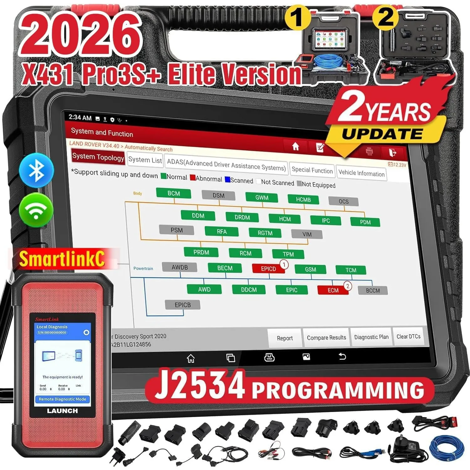 Launch X431 PRO3S+ Elite SmartlinkC OBD2 Diagnosegerät Auto,OE-Level Alle System Scanner mit ECU Codierung,Topologie-Ka…