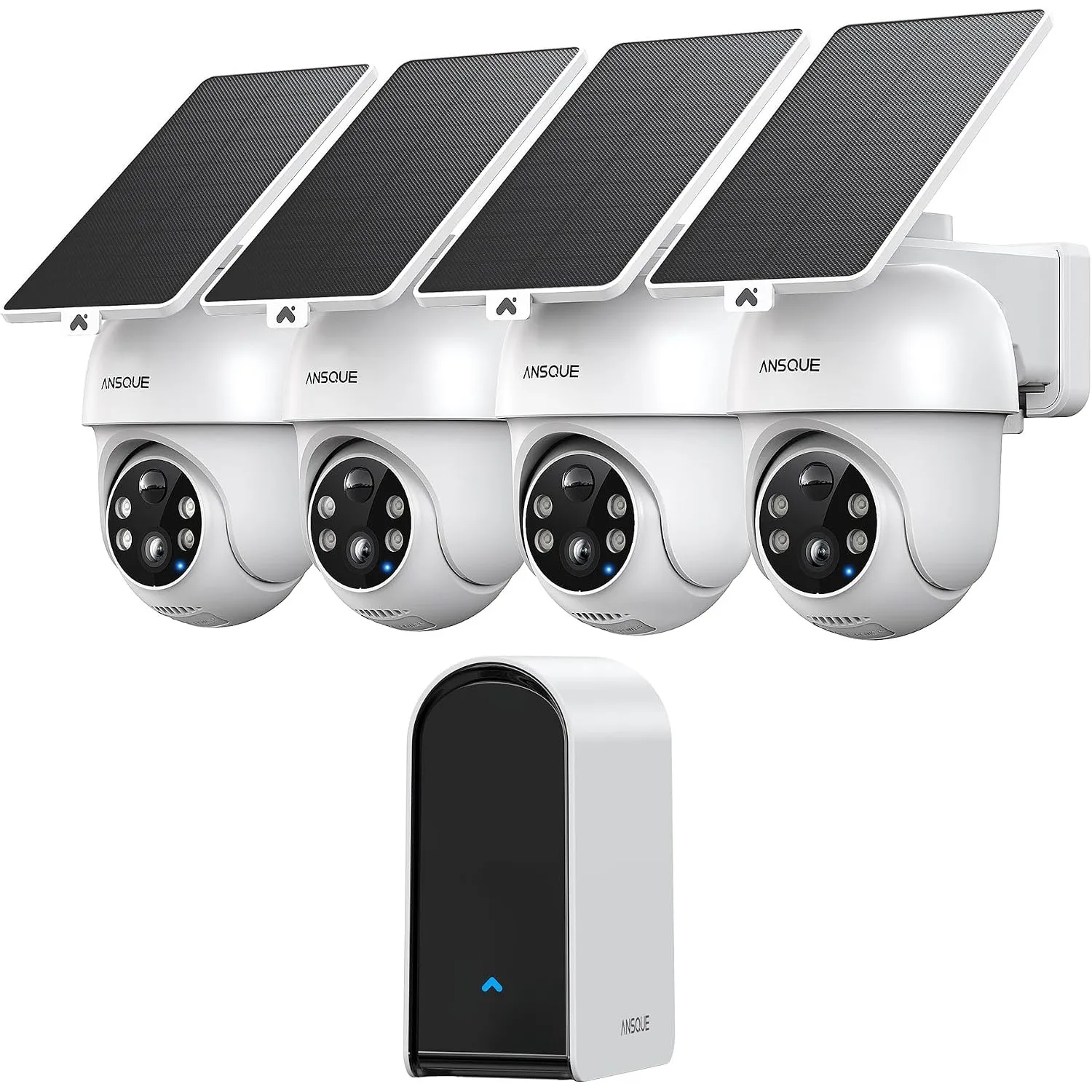 ANSQUE Überwachungskamera Aussen Solar Akku, 4er Set
