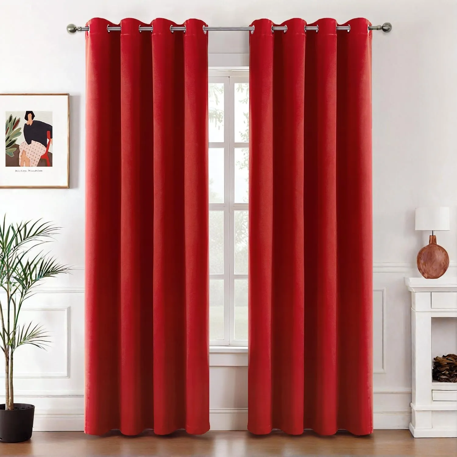 MIULEE Verdunklungsvorhänge Thermo Blickdicht Ösen 2er Set 140x225cm Rot