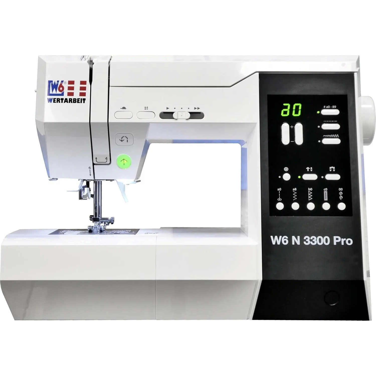 W6 Nähmaschine N 3300 Pro mit 7 Segmente/Punkte Transporteur, verstellbarem Nähanpreßdruck, Sicherheitsfunktion für Zwi…