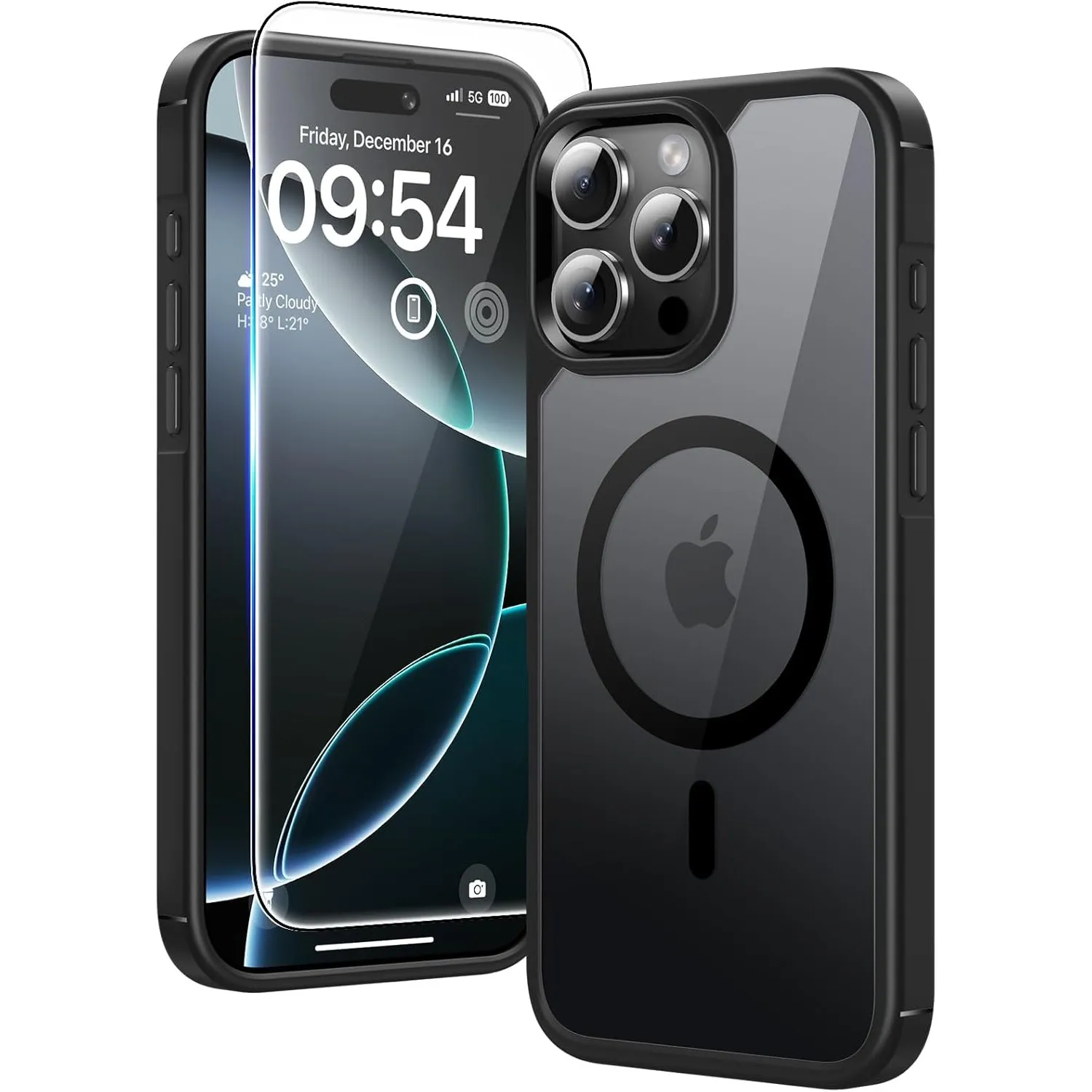 TAURI für iPhone 16 Pro Hülle 6,3" mit Panzer Schutz Glas Folie, Kompatibel mit MagSafe, Schutz nach Militärstandard, […