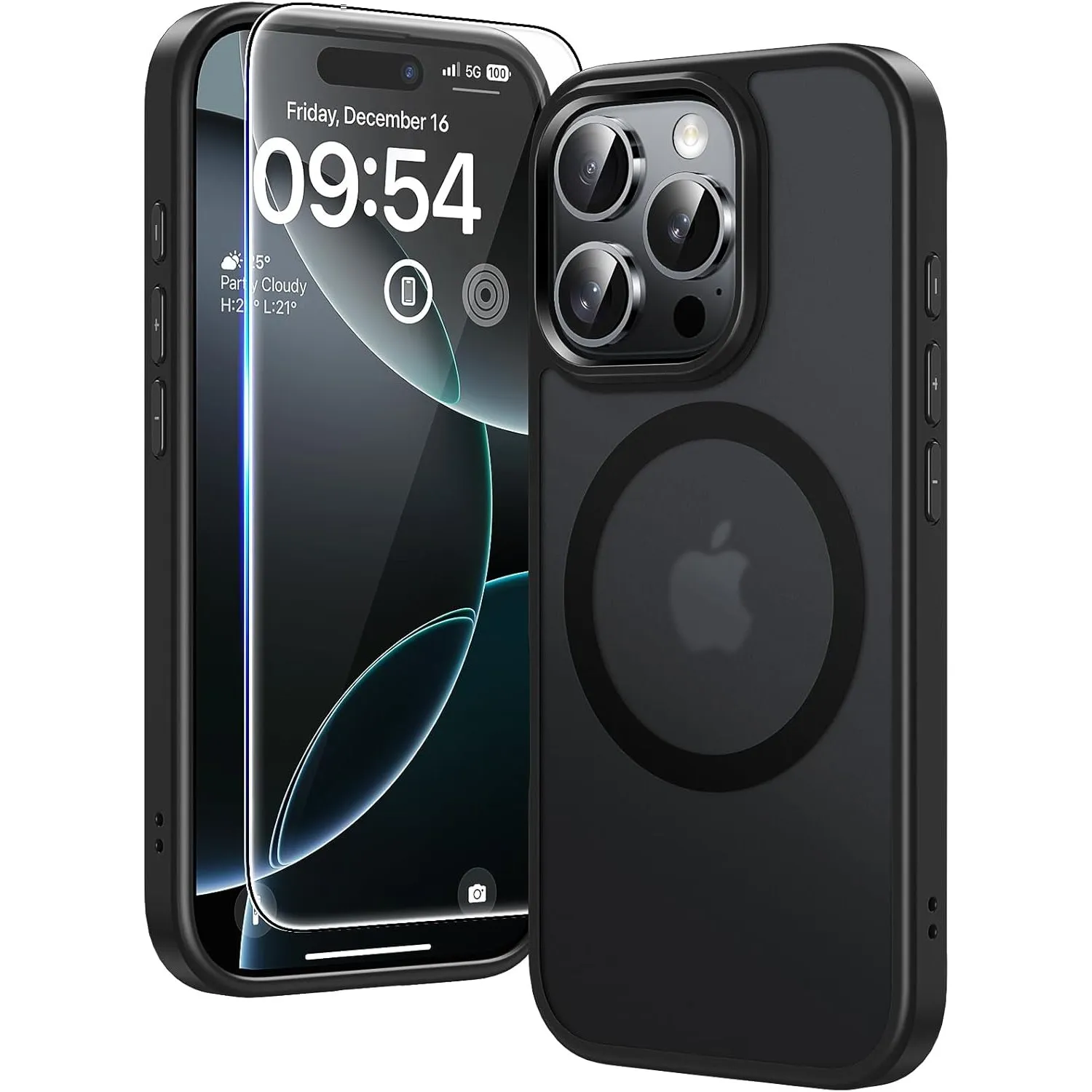 TAURI für iPhone 16 Pro Hülle 6,3" mit Panzer Schutz Glas Folie, Kompatibel mit MagSafe, Schutz nach Militärstandard, […