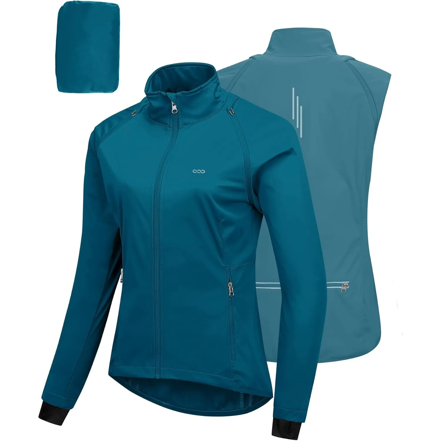 33,000ft Fahrradjacke Damen Wasserdicht Atmungsaktiv Sommer UV-Schutz Leicht Fahrradweste mit Abnehmbaren Ärmeln Fahrra…