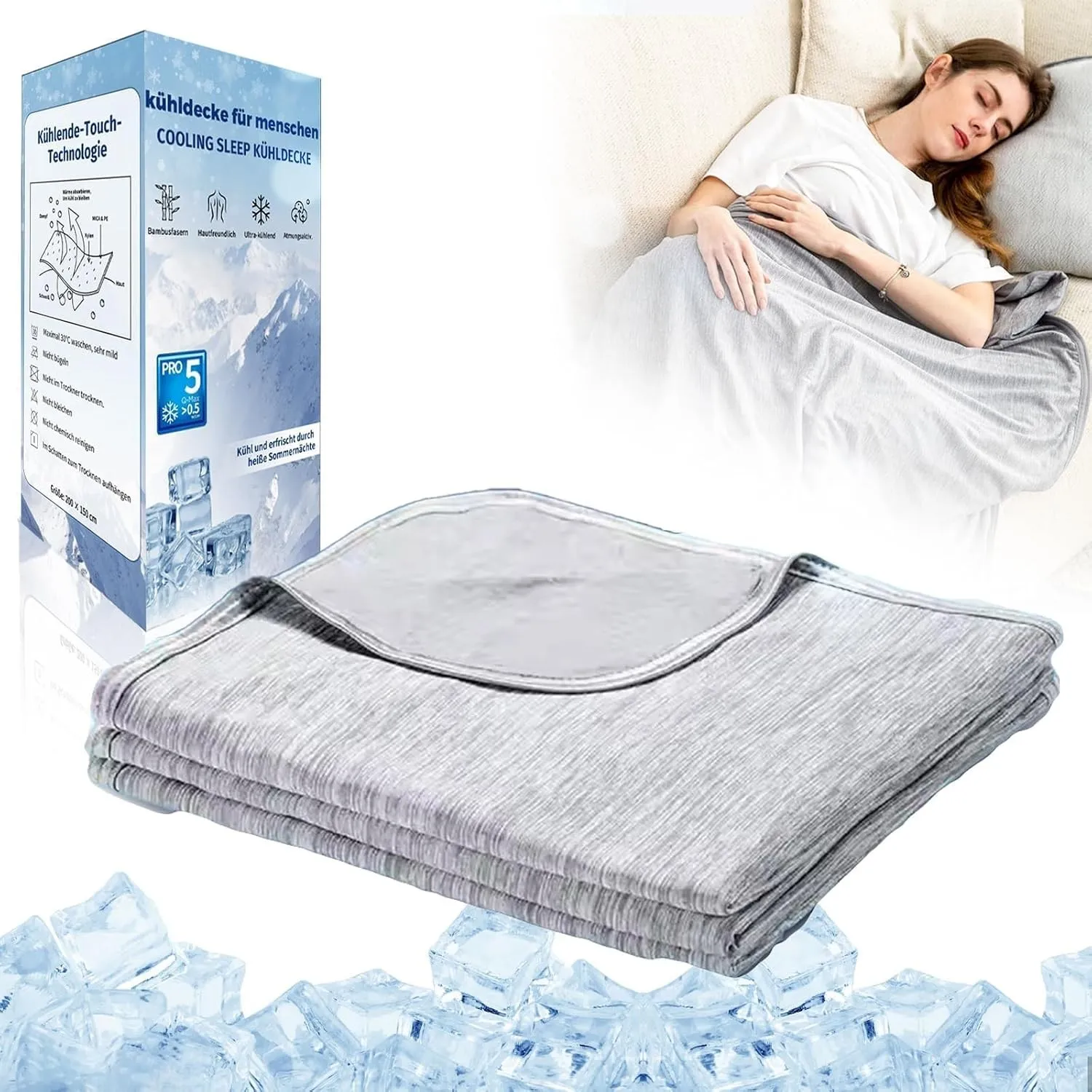 Reiteag kühlende Decke, Cooling Blanket, Eisdecke Kühldecke for Summer, Kühlende Decke mit 5.0 Q-Max>0.5, Kühlende Somm…