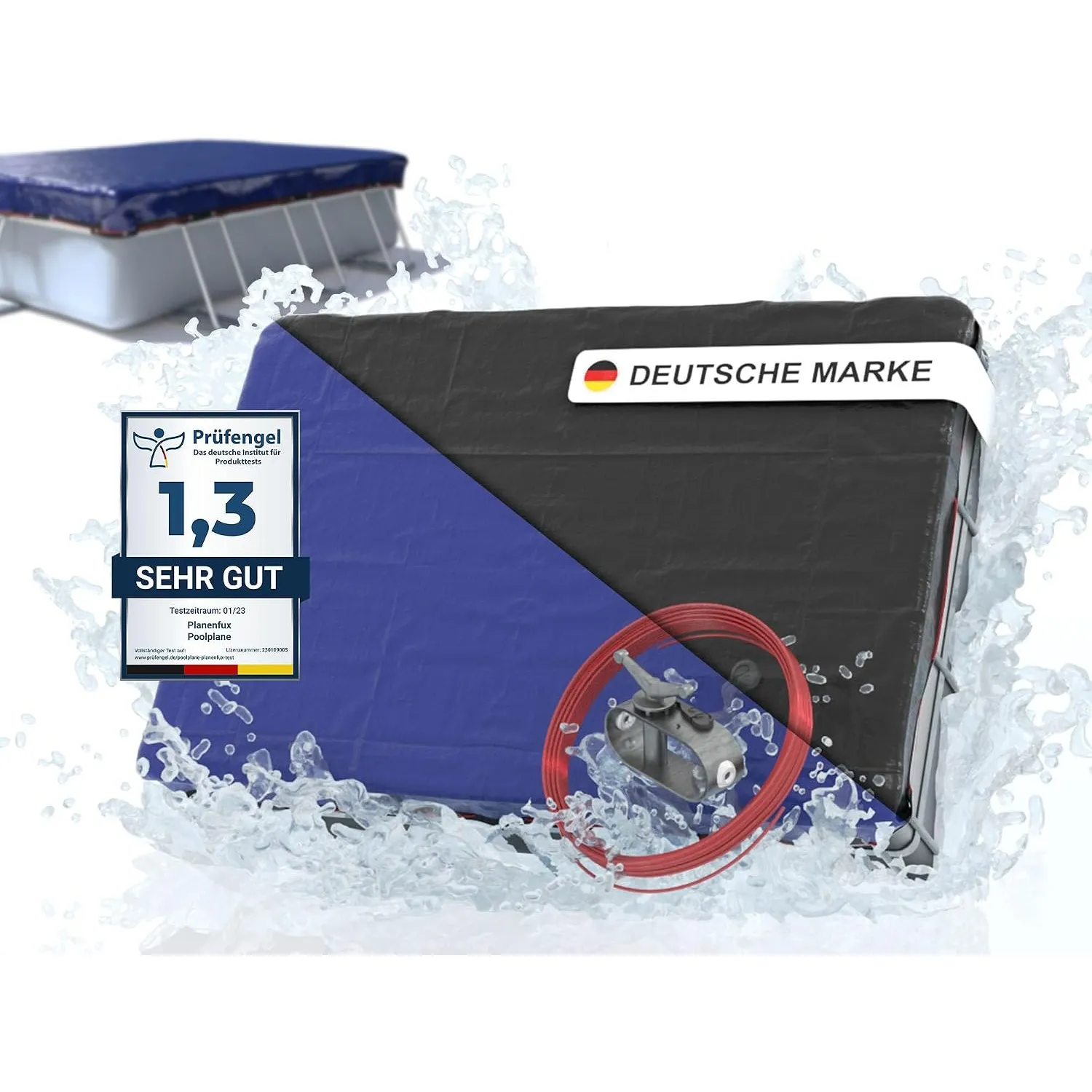 Planenfux® Poolabdeckung rechteckig 549x274 cm | aus 200g/m² PE Material