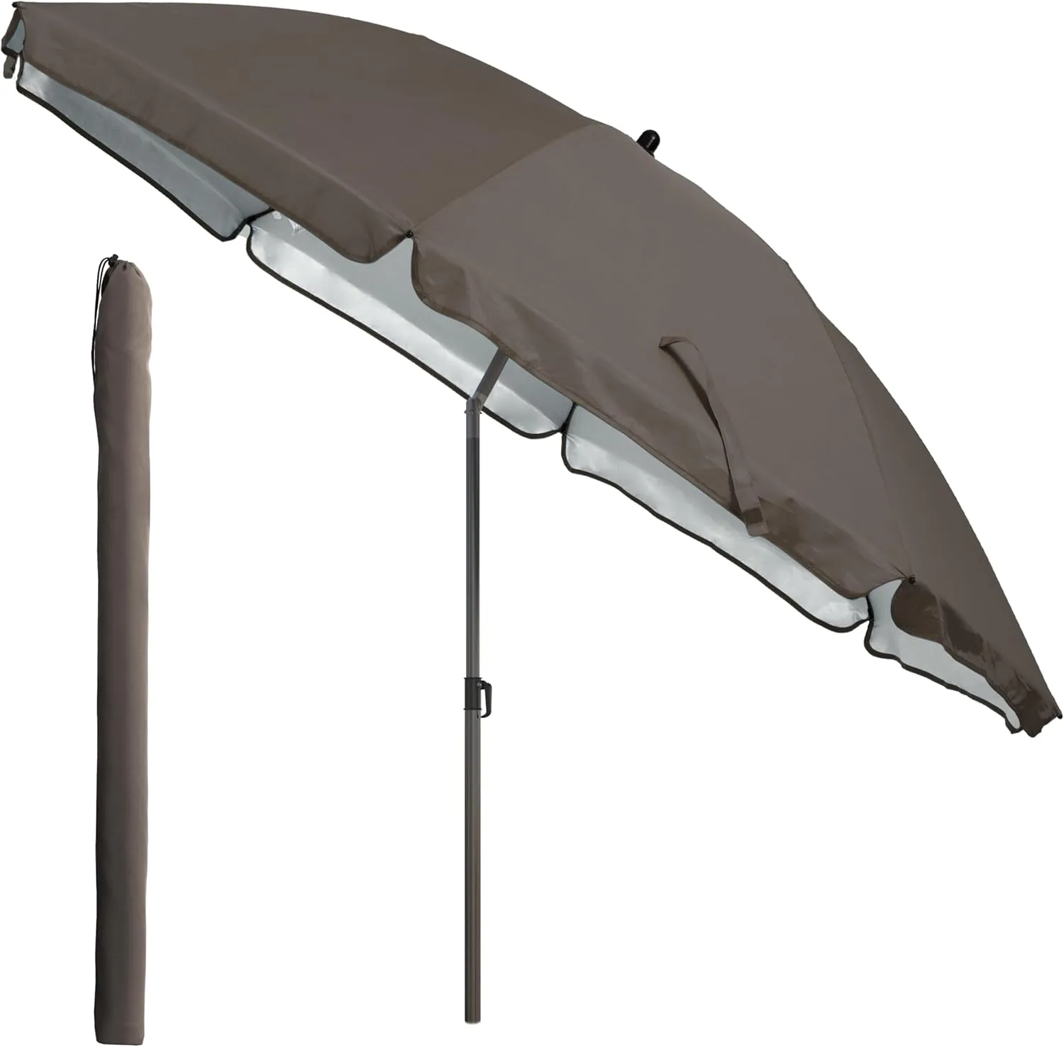 4smile SunnyJoy Beach Parasol, Taupe, UPF 50+ Beach Umbrella, Diameter 180 cm, Safe Sun Protection, Beach Umbrella, Win…