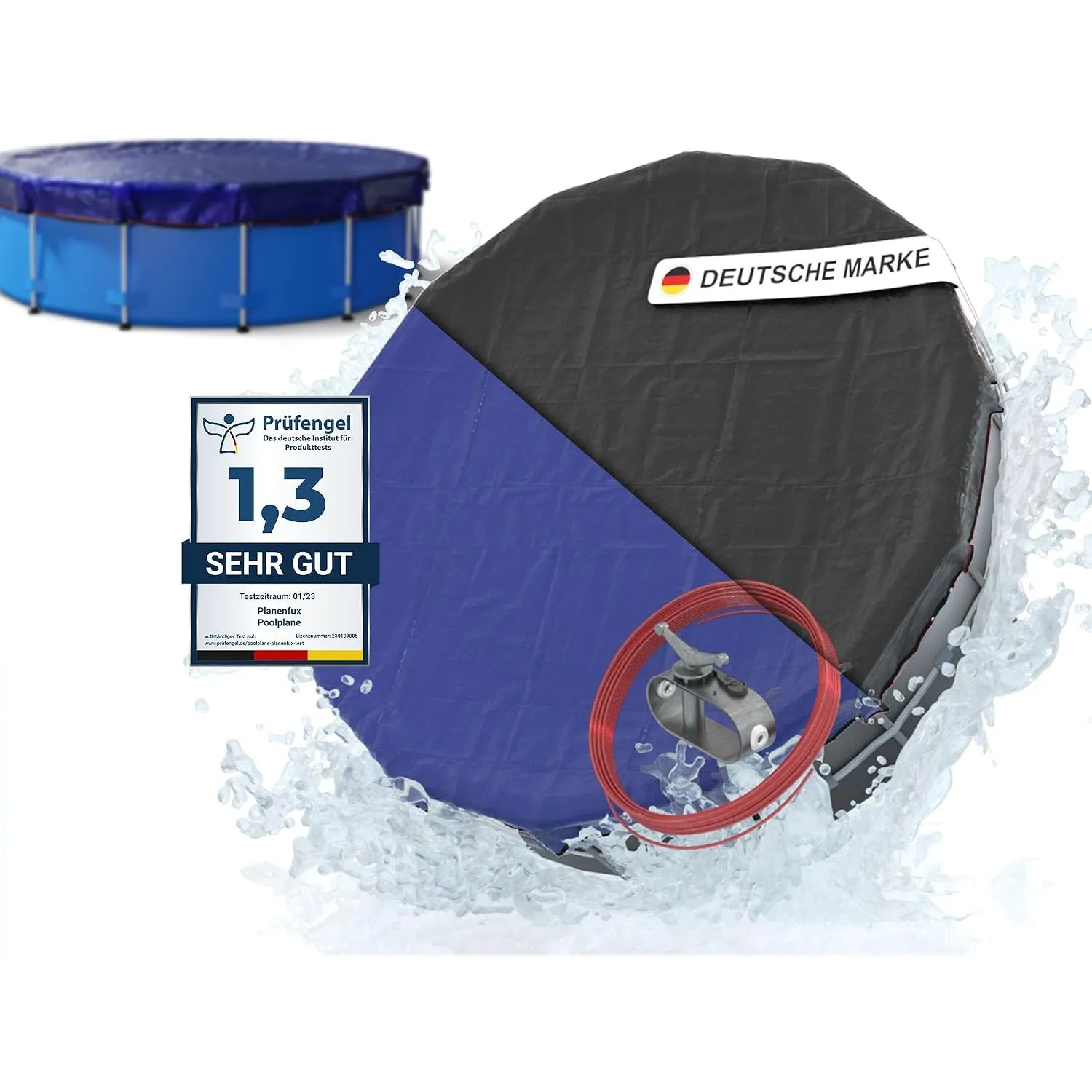 Planenfux® Poolabdeckung rund 305 cm | Für Ø 280-320 cm Becken