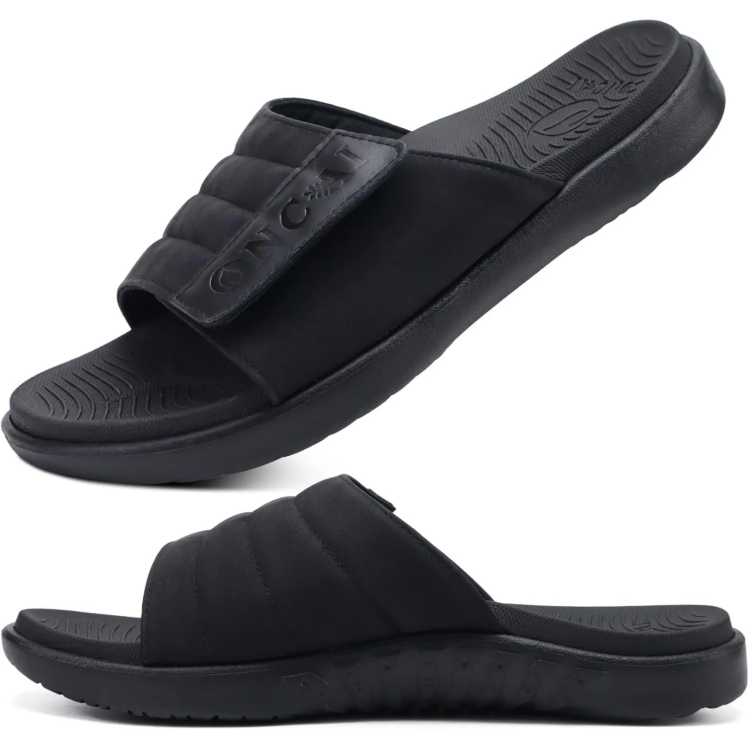 ONCAI Herren Sandalen Verstellbare Riemen Offene Zehe Sports Slides Badesandalen mit Weichem Bequemem Arch Support Fußb…