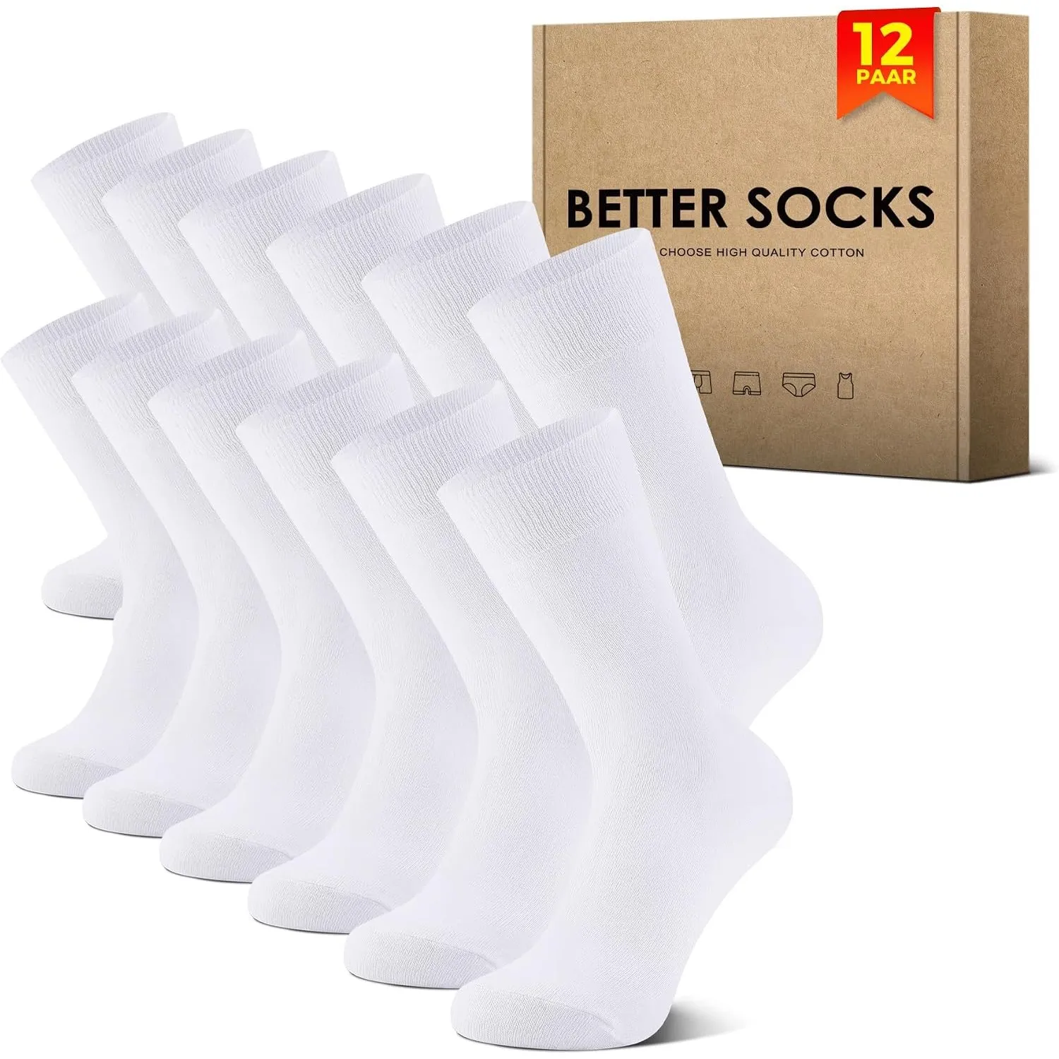 NUOZA 12 Paar Socken Herren Damen Baumwolle Business Atmungsaktive Socks