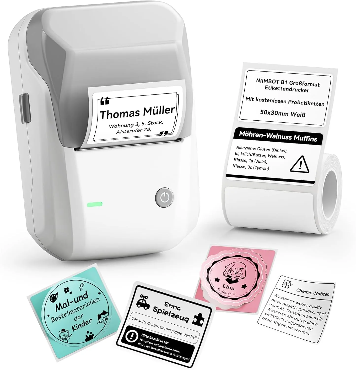NIIMBOT B1 Label Printer with Waterproof Labels, Self-Adhesive, Portable Label Device, Bluetooth Label Printer Sticker …