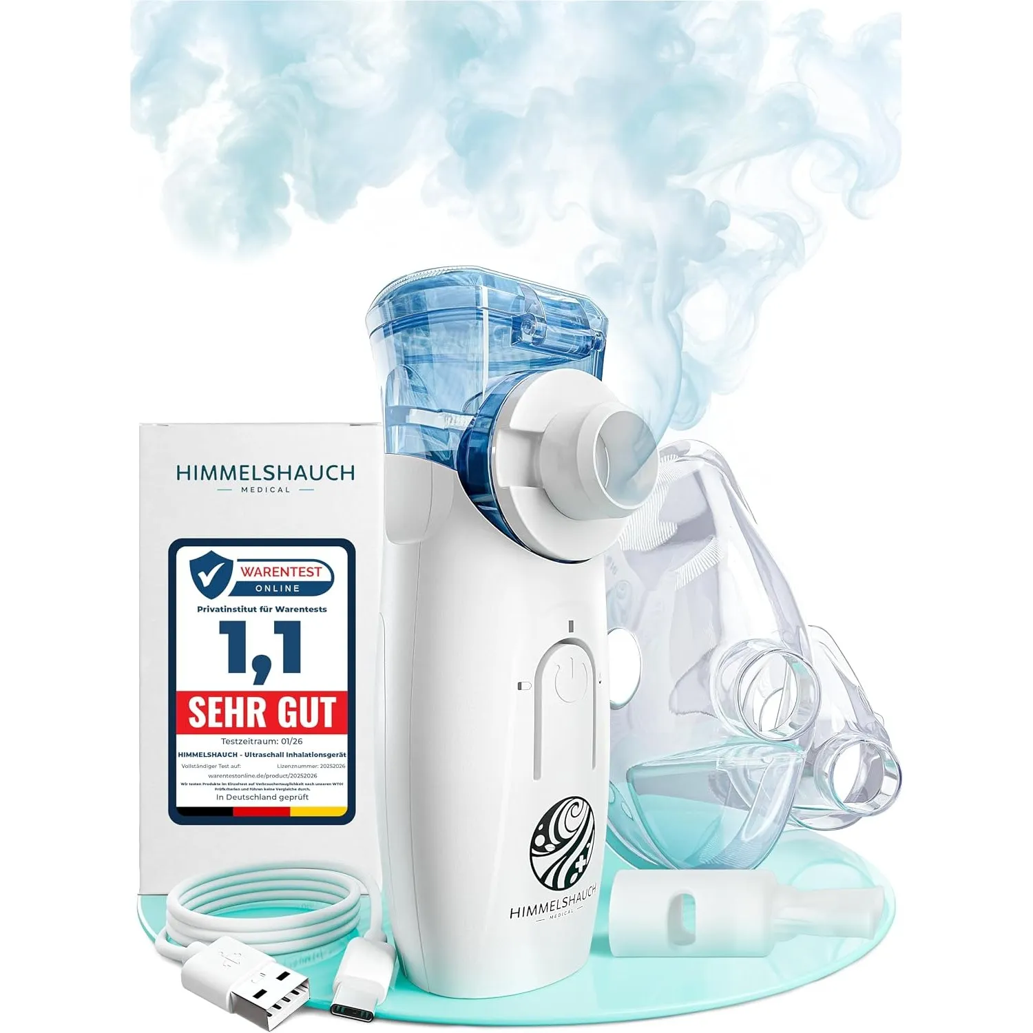 HIMMELSHAUCH MEDICAL Ultraschall Inhalationsgerät Kinder & Inhaliergeräte für Erwachsene | Inhalator Baby | Vernebler G…
