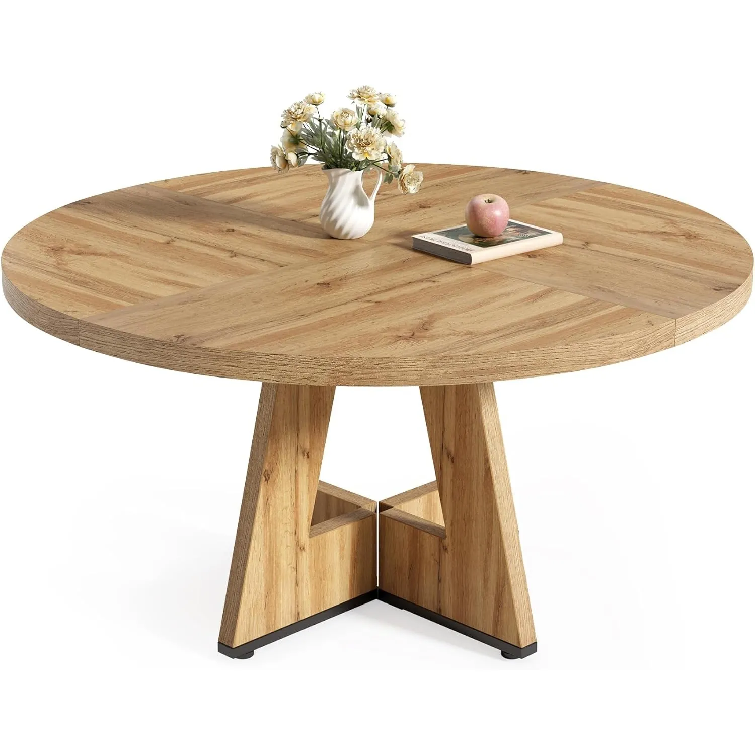 LITTLE TREE Runder Esstisch für 4–6 Personen, 120 cm Esszimmertisch mit Holzsockel, Moderne Esstische, runde Küchentisc…