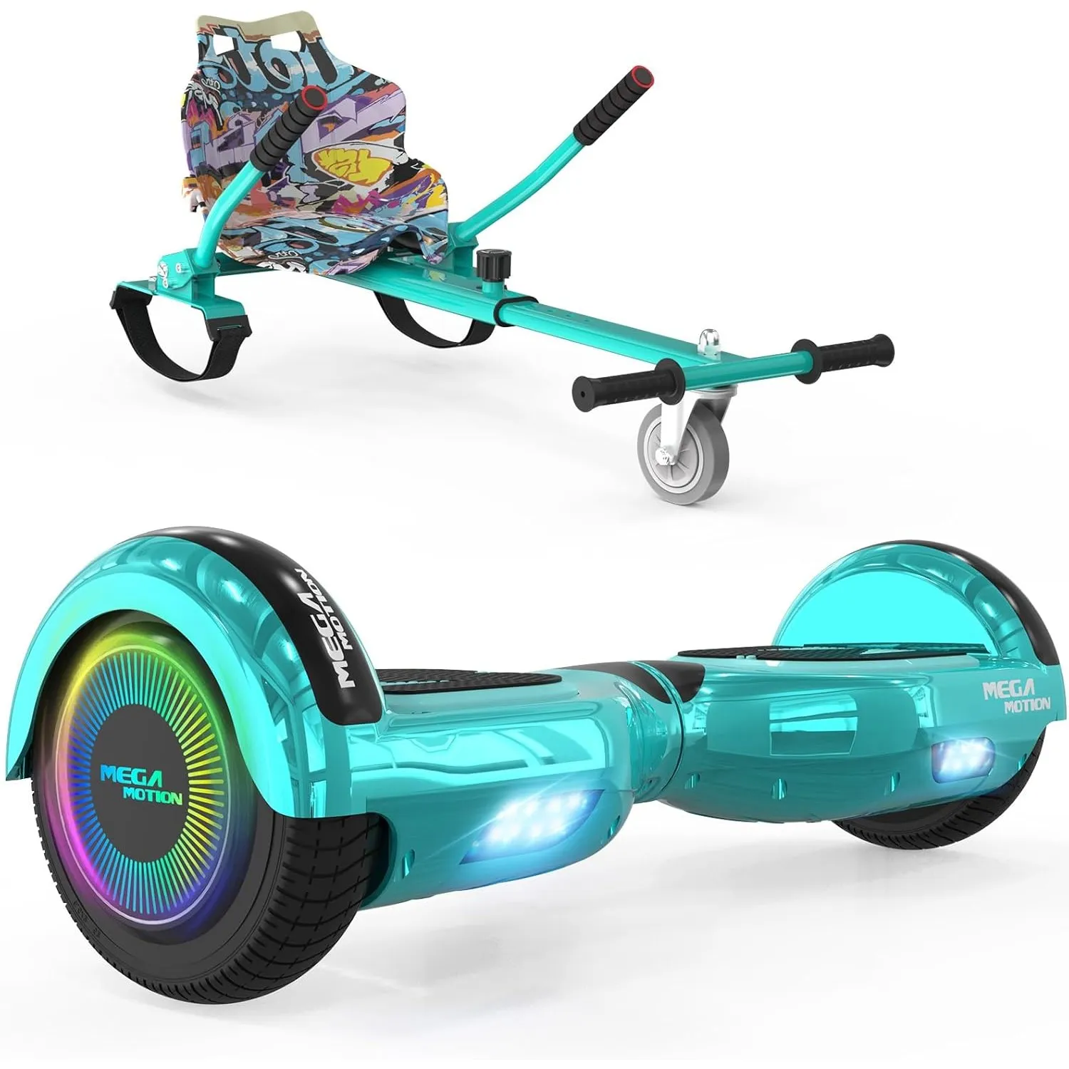 MEGA MOTION 6.5 Zoll Hoverboards mit Sitz für Kinder, Geschenk für Kinder, mit Bluetooth-Lautsprecher-leistungsstarkem …
