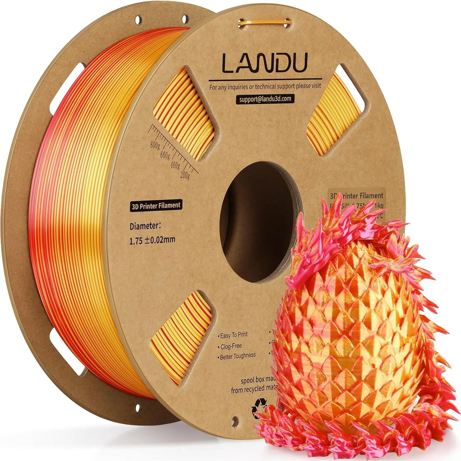 LANDU Silk Dual Color PLA Filament 1.75mm 3D Drucker Filament Coextrusion Filament PLA 1kg Multiple Color PLA Filament …