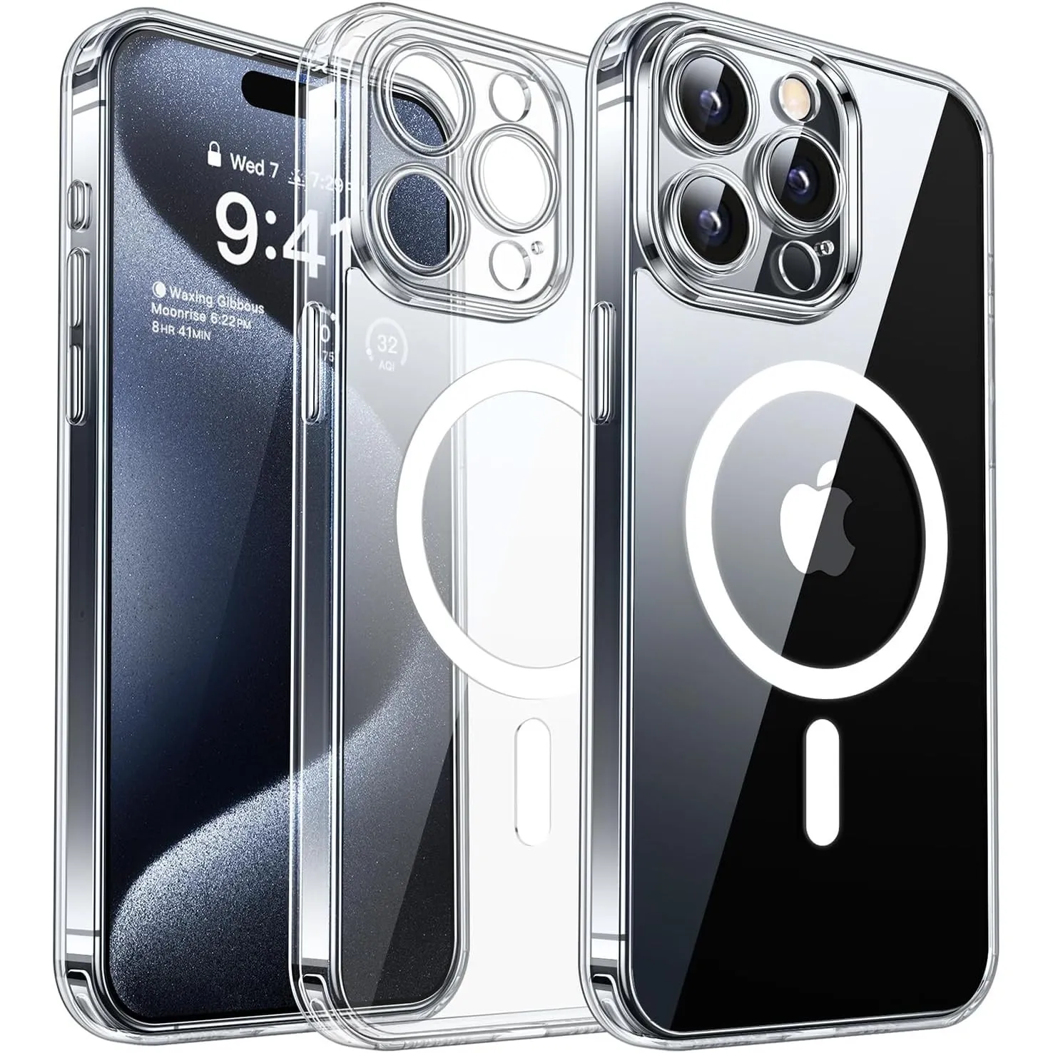 CANSHN für iPhone 15 Pro Hülle mit Kameraschutz, Transparent